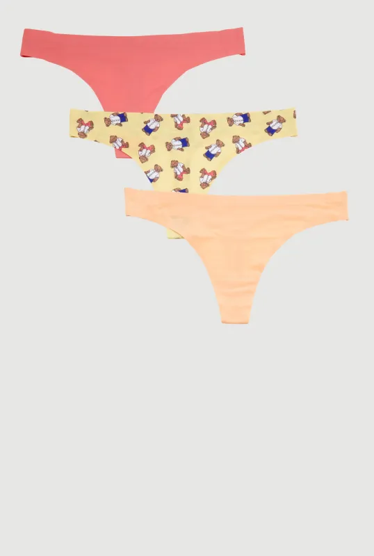 Teddy Bear Print Thong 3 Pack made by Rainbow