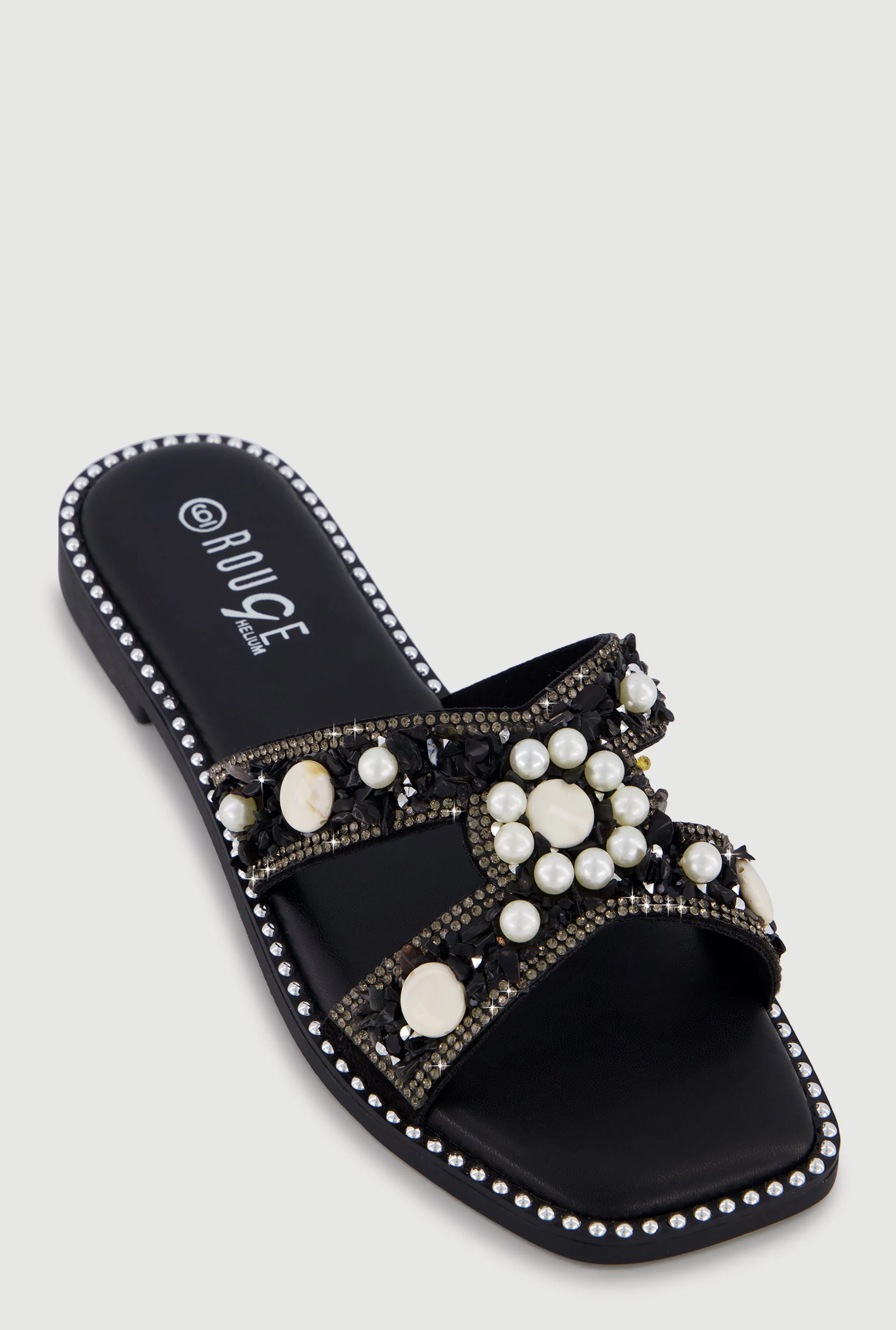 Rhinestone Faux Pearl Beaded H Band Sandals sold by Rainbow