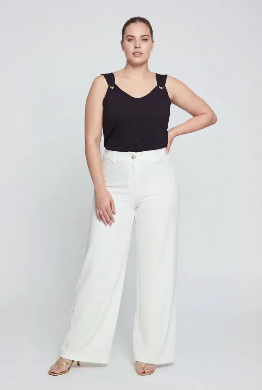 Plus Size Scoop Neck Grommet Detail Top made by Rainbow