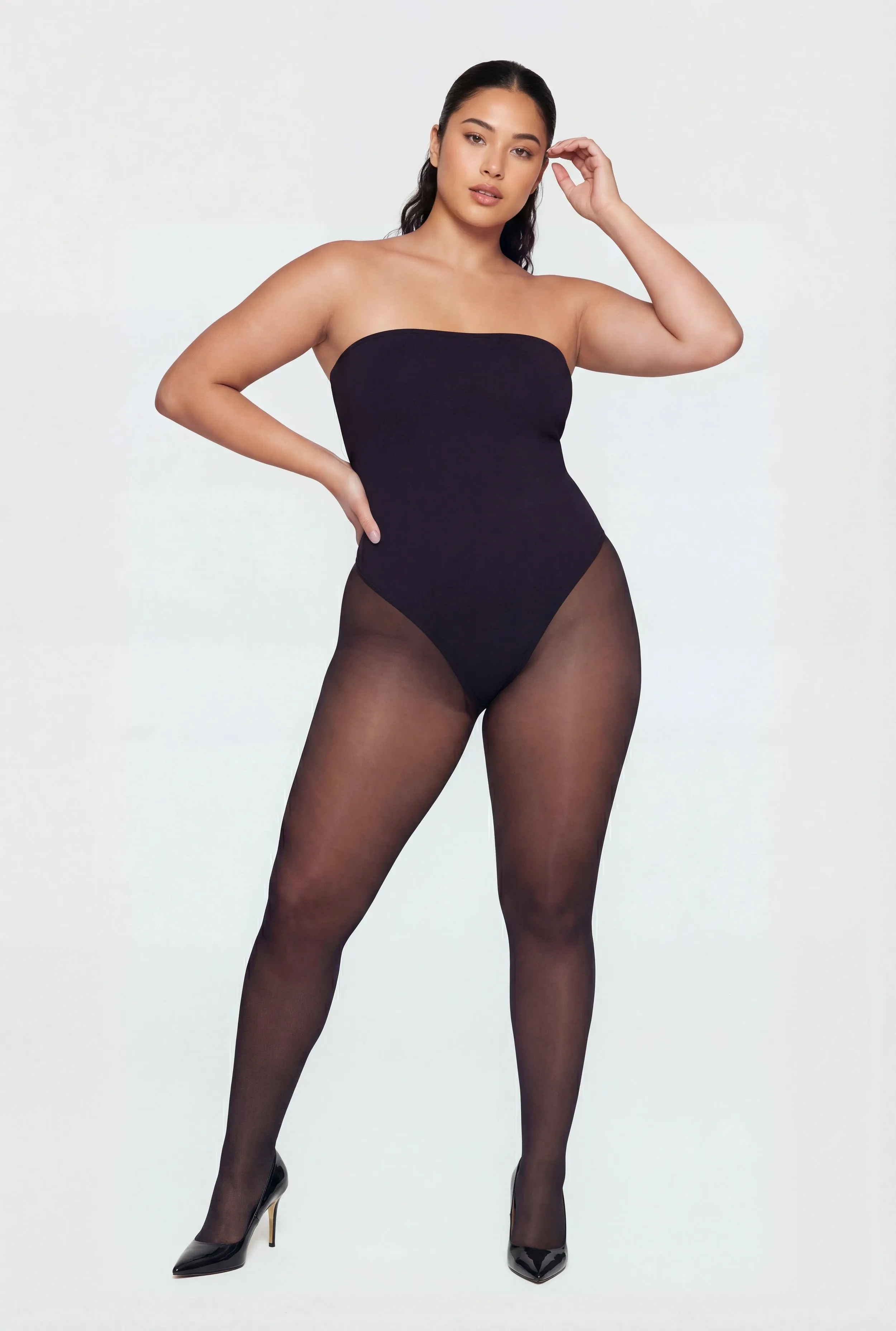 Plus Size Solid Tube Bodysuit sold by Rainbow