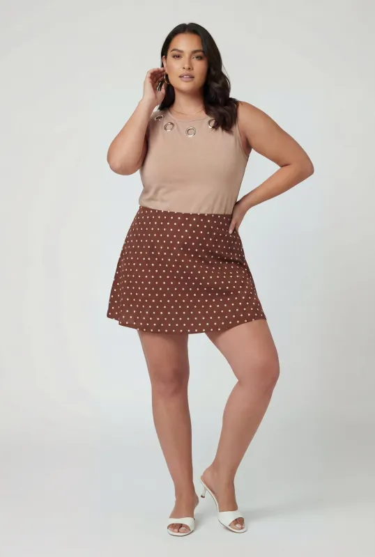 Plus Size Crew Neck Grommet Detail Tank Top made by Rainbow