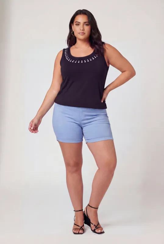 Plus Size Scoop Neck Studded Tank Top made by Rainbow