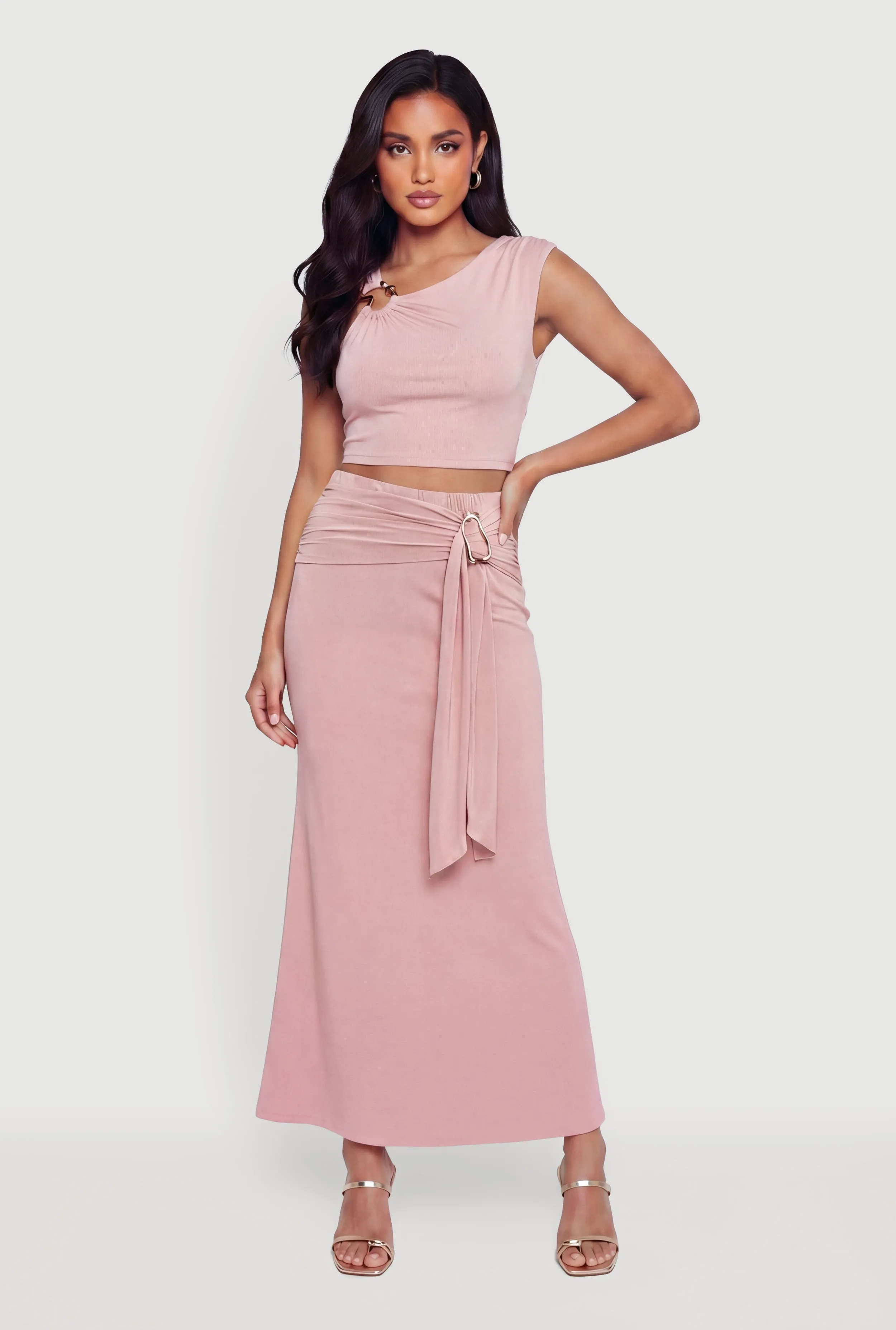 Belted Front High Waisted Maxi Skirt sold by Rainbow product image thumbnail 3