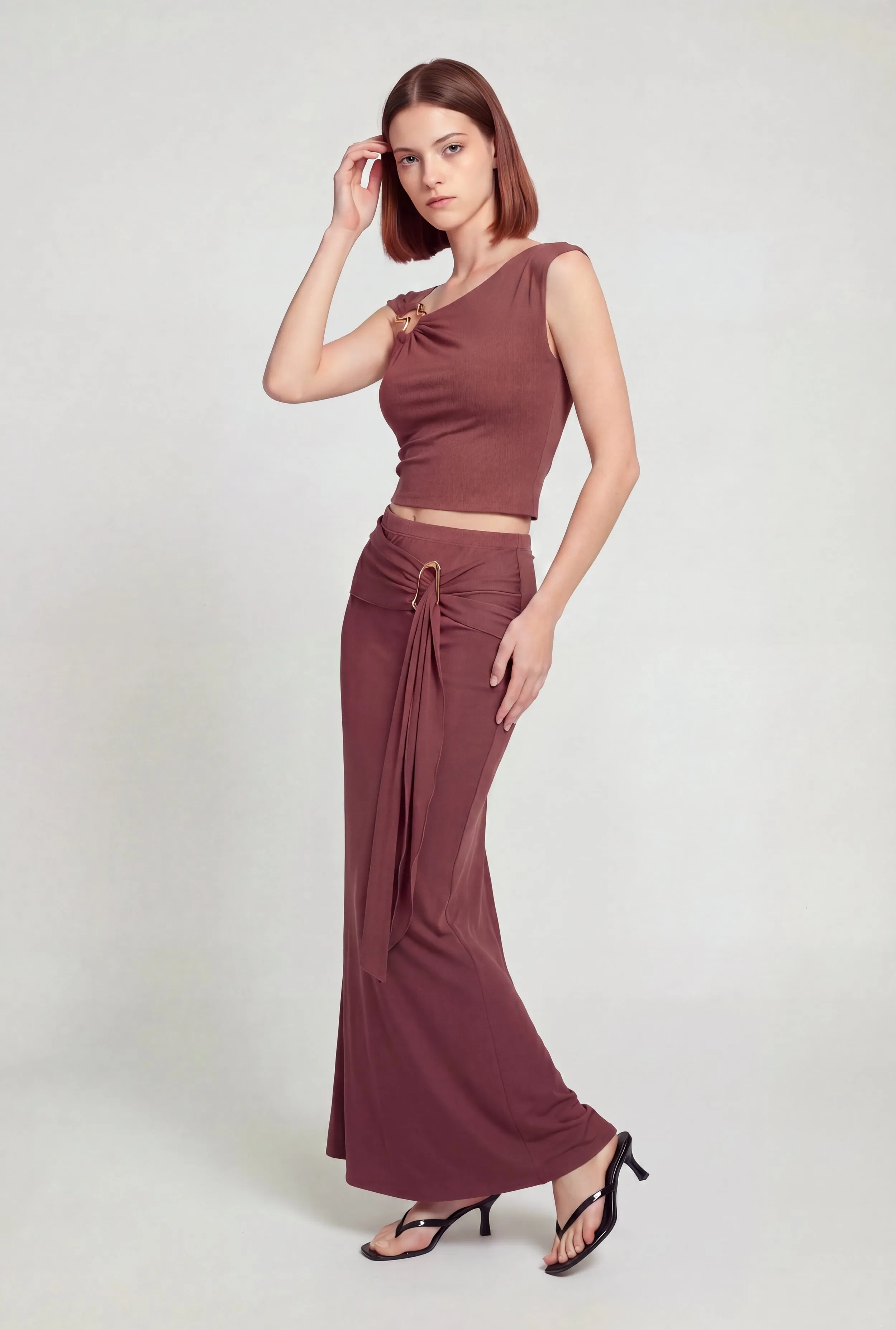 Belted Front High Waisted Maxi Skirt sold by Rainbow product image thumbnail 2