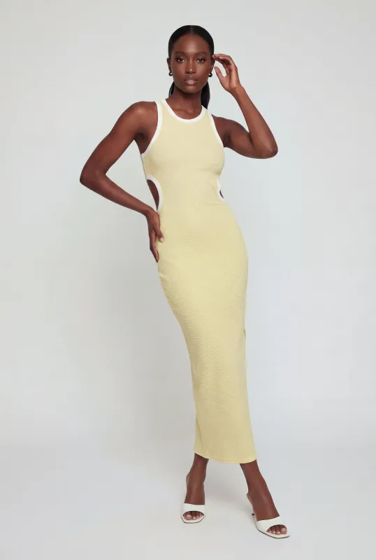 Contrast Trim Keyhole Detail Racerback Maxi Dress made by Rainbow