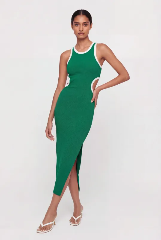 Contrast Trim Keyhole Detail Racerback Maxi Dress made by Rainbow
