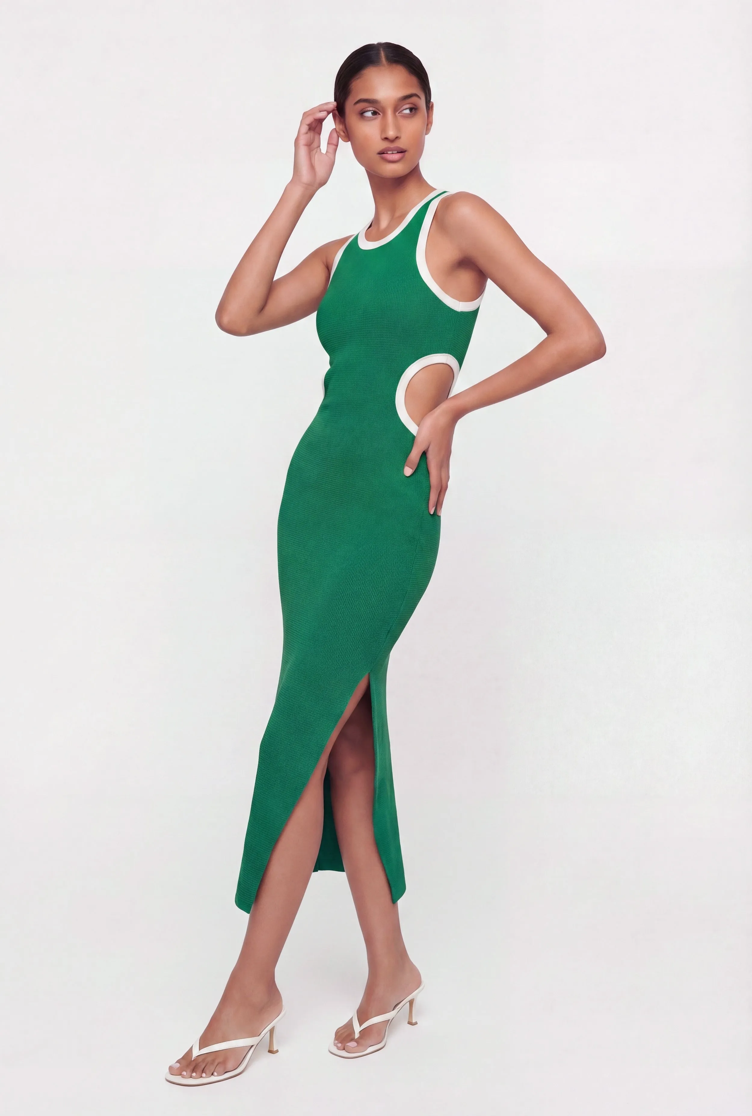 Contrast Trim Keyhole Detail Racerback Maxi Dress sold by Rainbow product image thumbnail 2