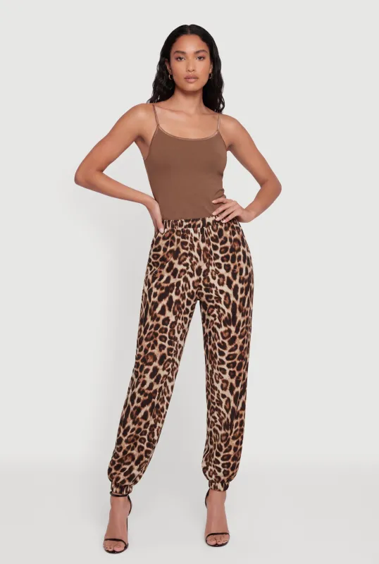 Animal Print Elastic Waist Pull On Pants made by Rainbow