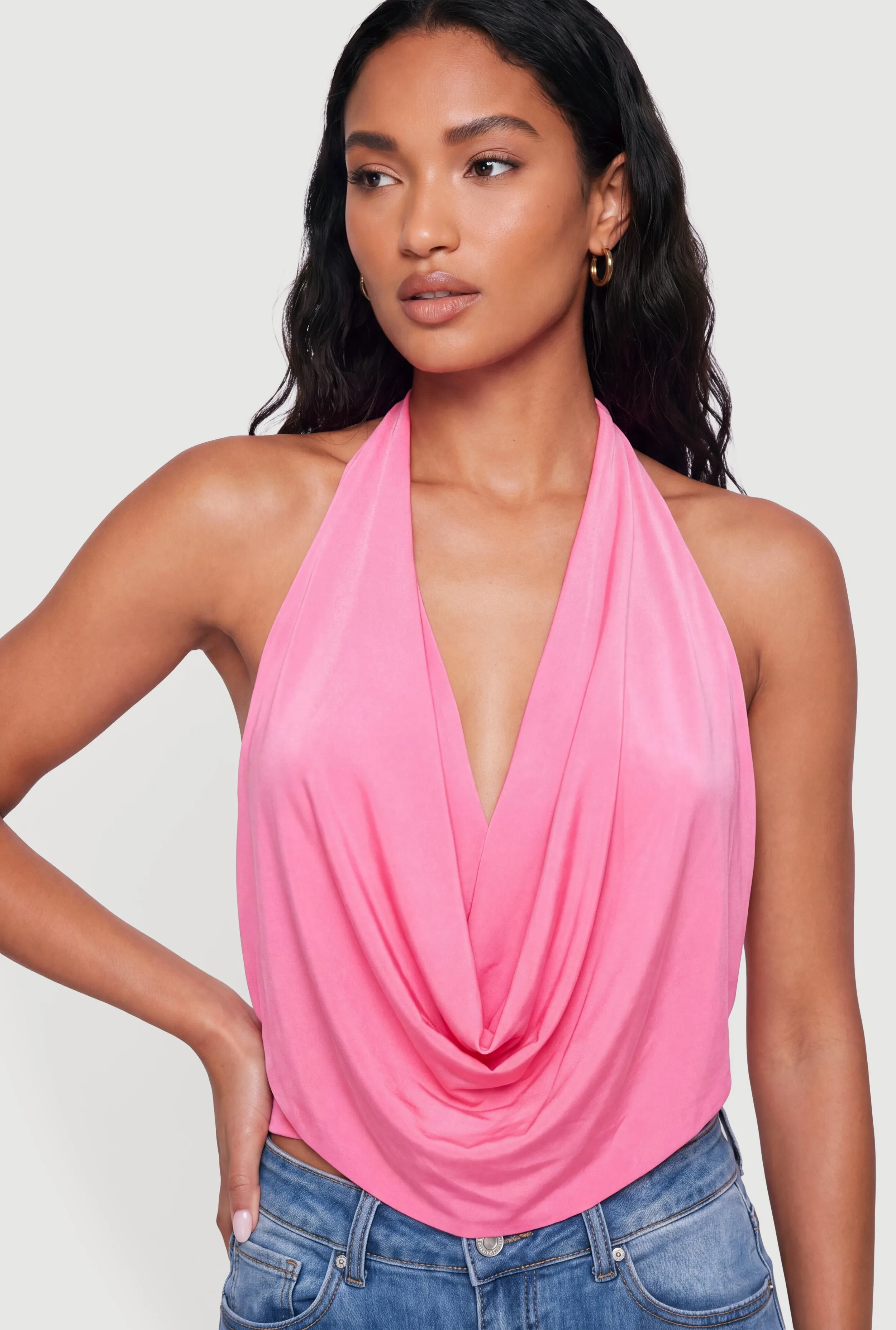 Cowl Neck Halter Crop Top sold by Rainbow product image thumbnail 2