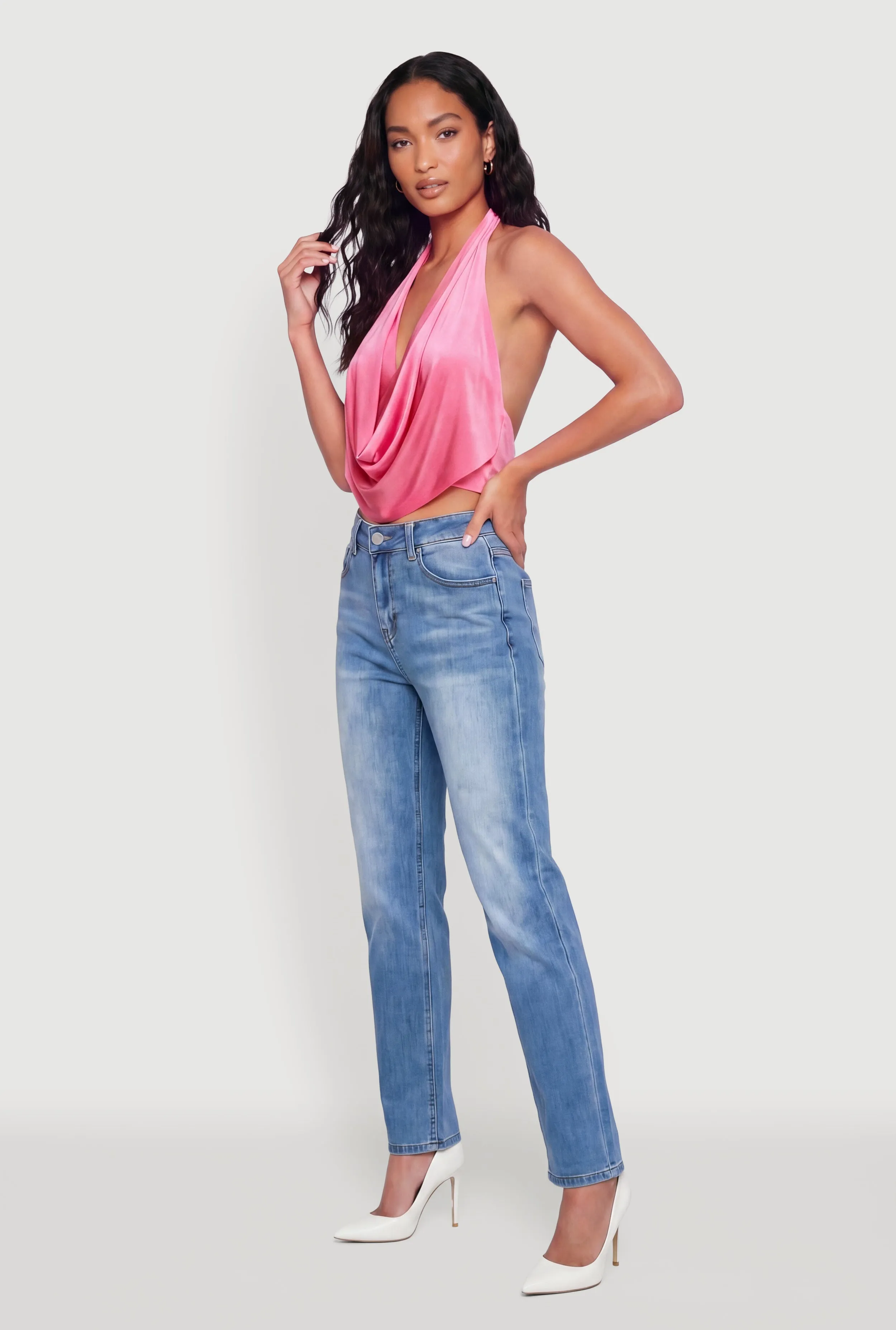 Cowl Neck Halter Crop Top sold by Rainbow product image thumbnail 3