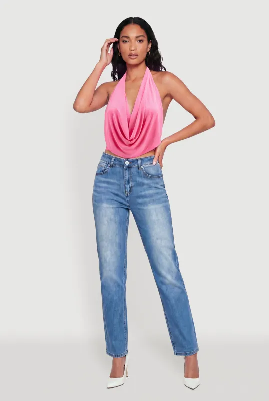 Cowl Neck Halter Crop Top made by Rainbow