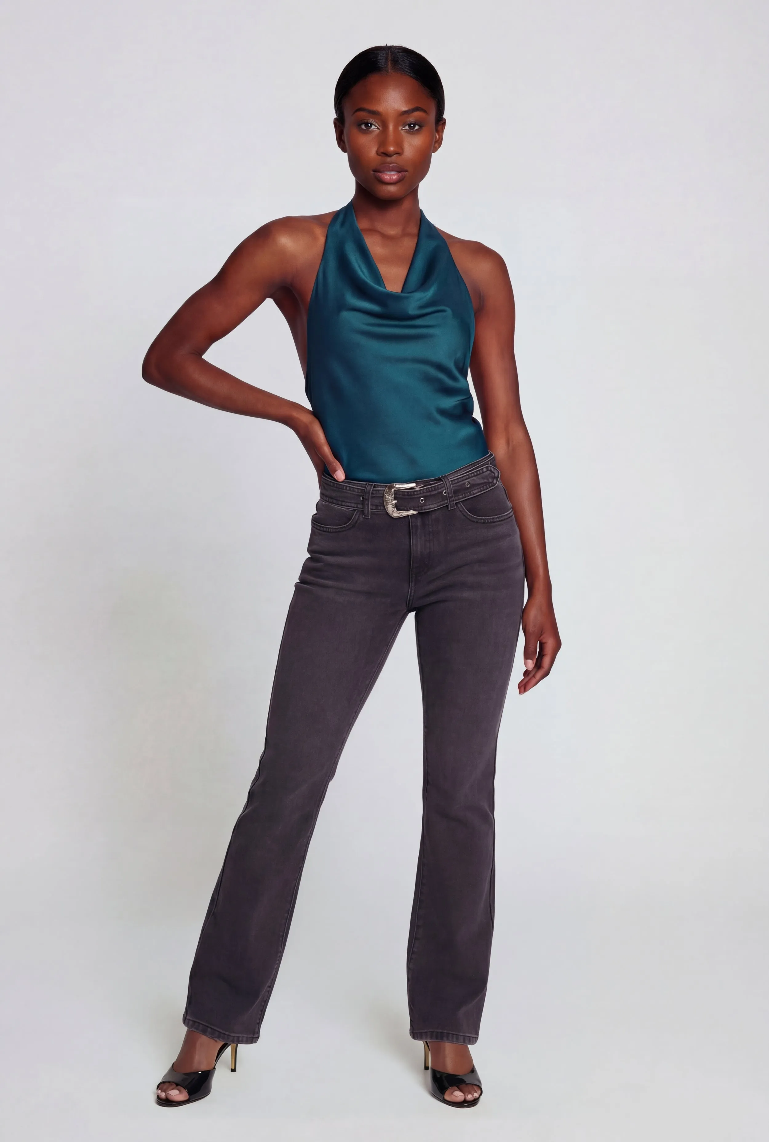 Satin Cowl Neck Halter Blouse sold by Rainbow