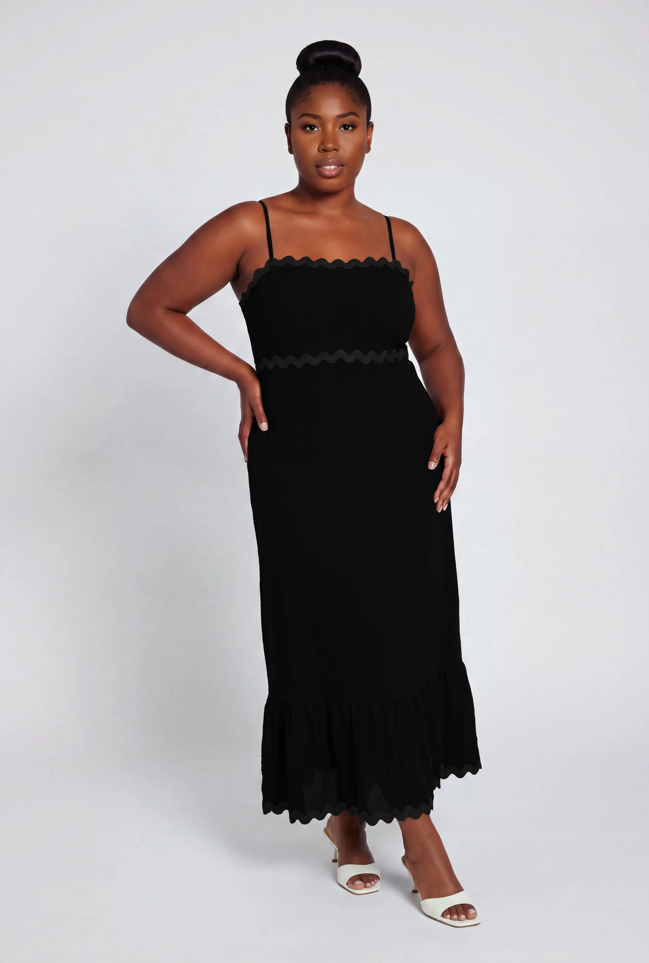Plus Size Scallop Trim A Line Maxi Dress sold by Rainbow