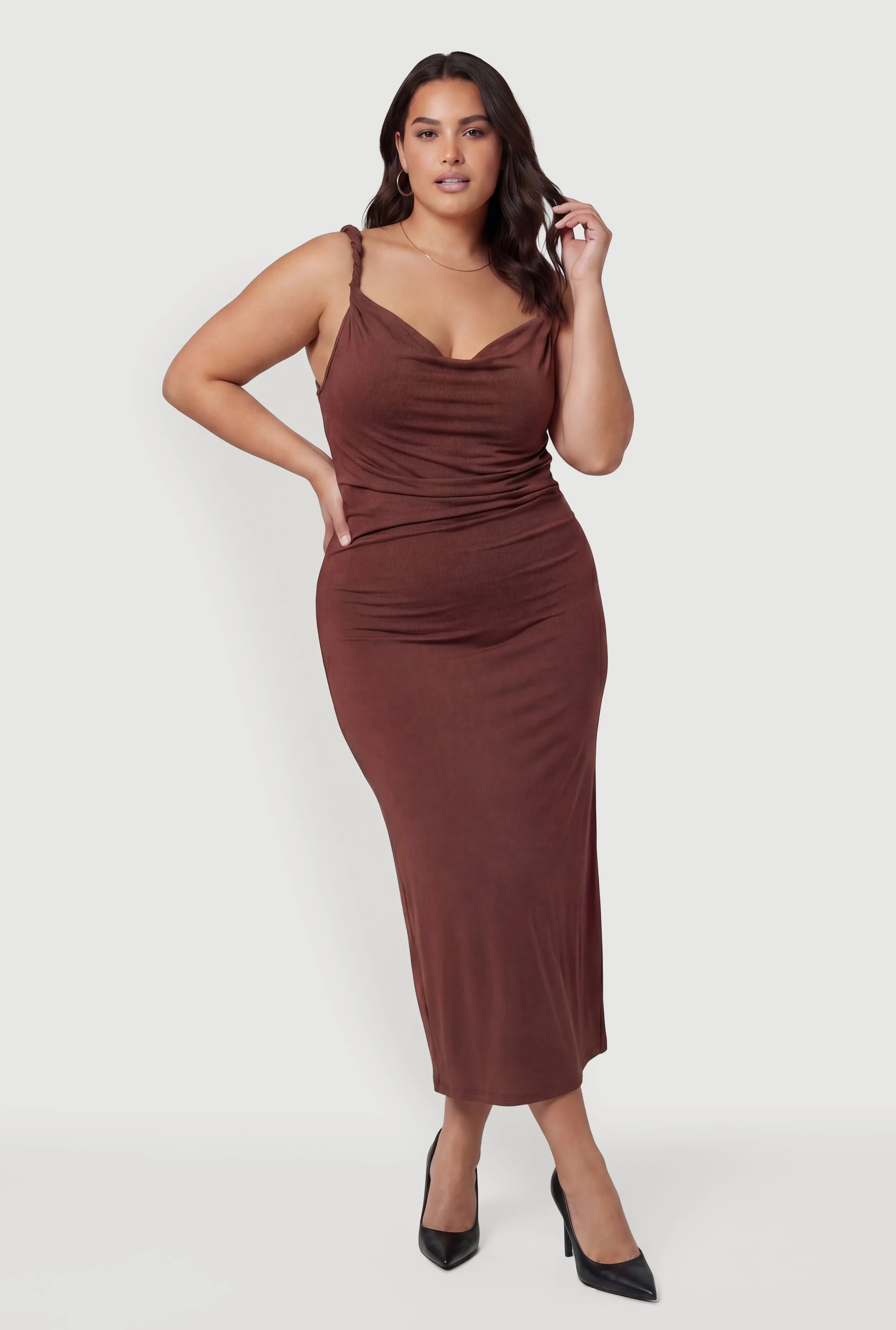 Plus Size Twisted Strap Side Ruched Maxi Dress sold by Rainbow