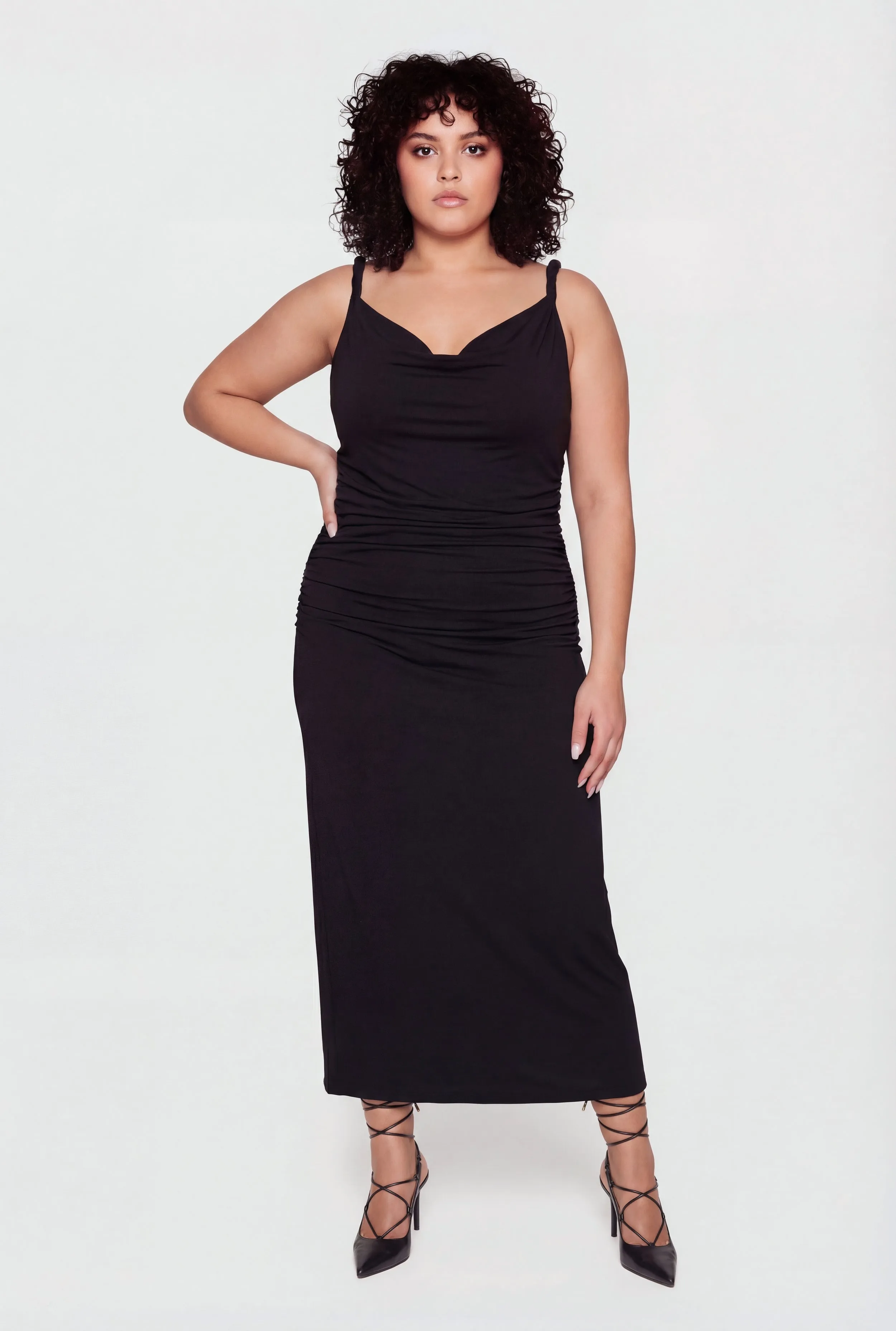 Plus Size Twisted Strap Side Ruched Maxi Dress sold by Rainbow
