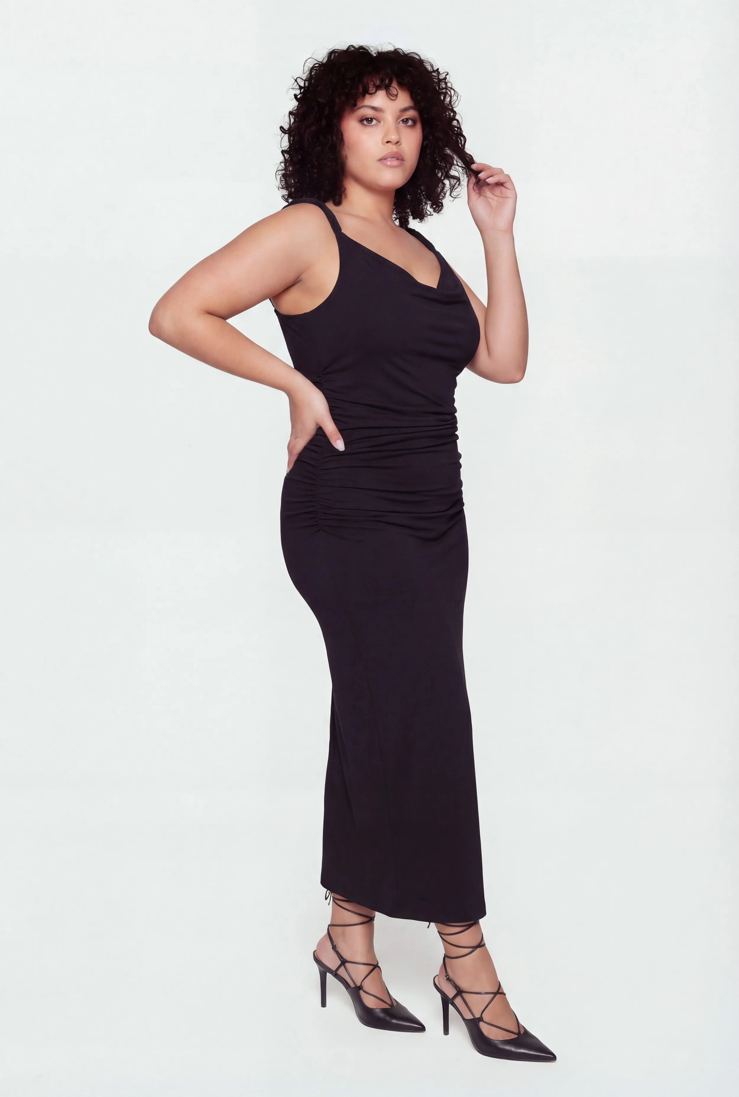 Plus Size Twisted Strap Side Ruched Maxi Dress sold by Rainbow product image thumbnail 2