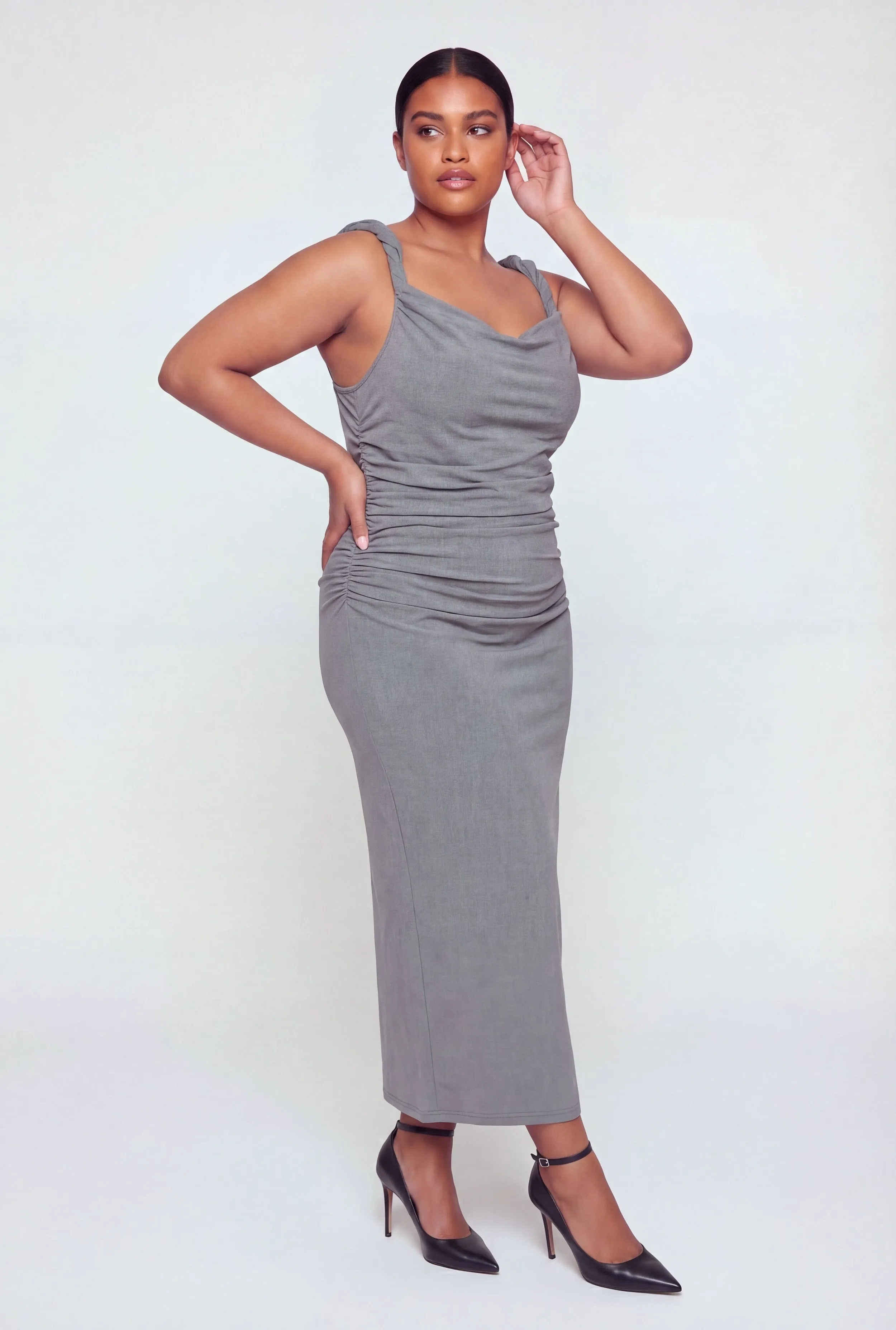 Plus Size Twisted Strap Side Ruched Maxi Dress sold by Rainbow product image thumbnail 2