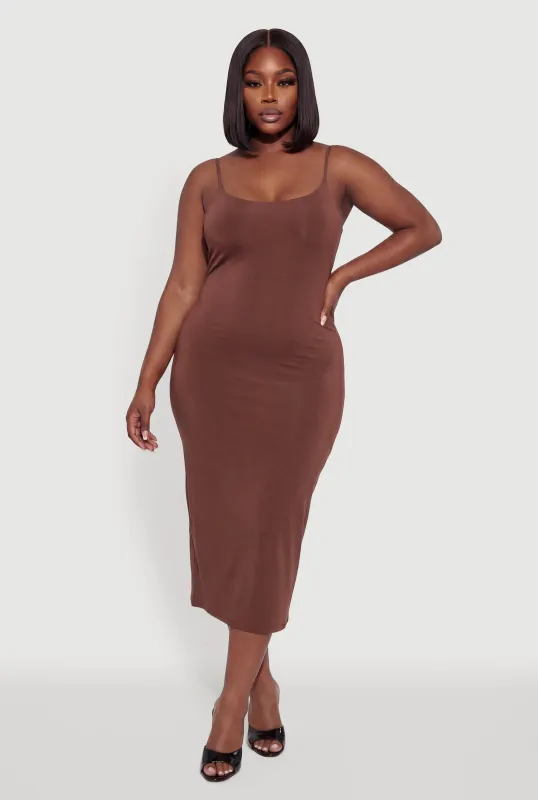 Plus Size Soft Knit Cami Midi Dress made by Ambiance