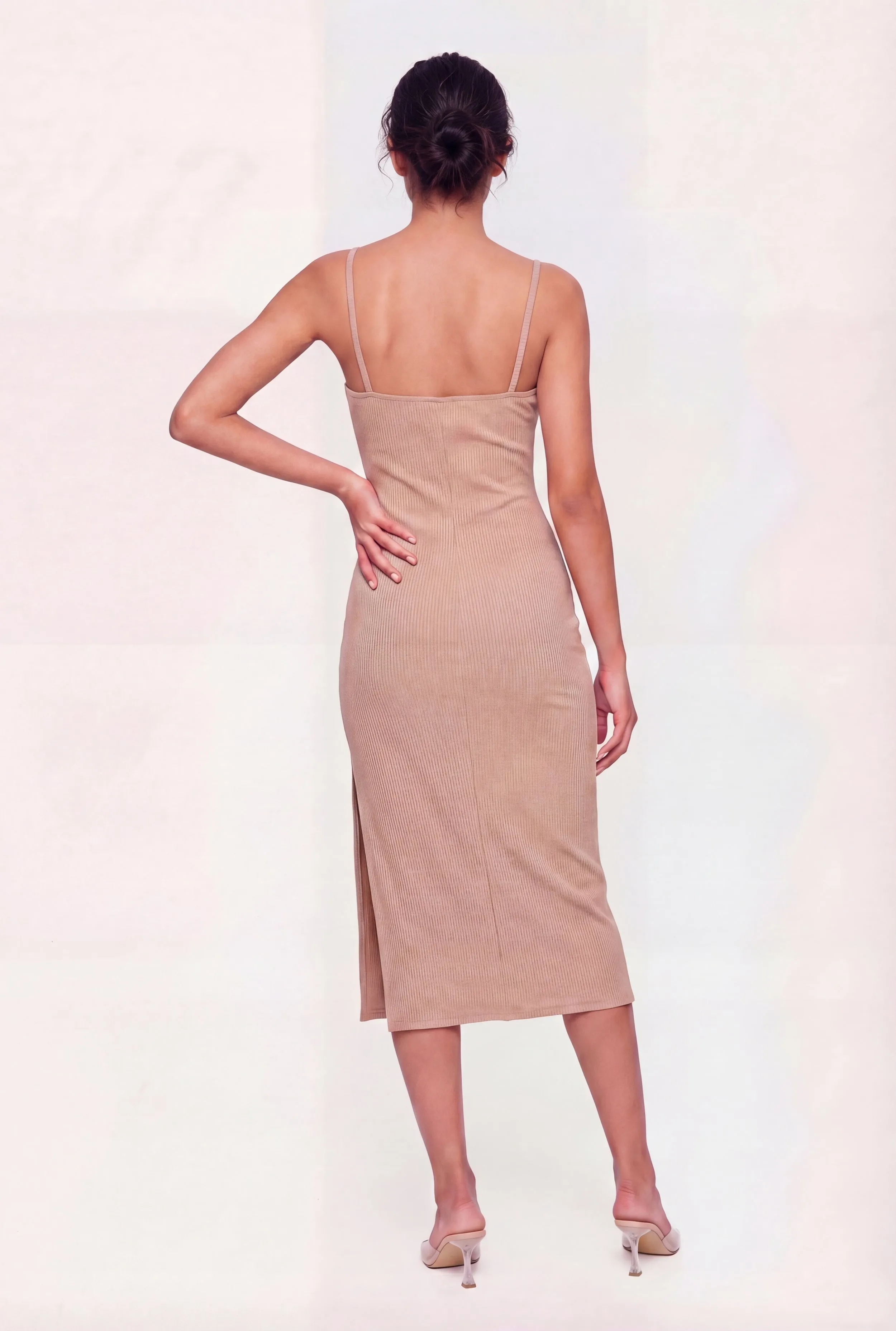 Rib Knit Sweetheart Neck Cami Midi Dress sold by Rainbow product image thumbnail 3