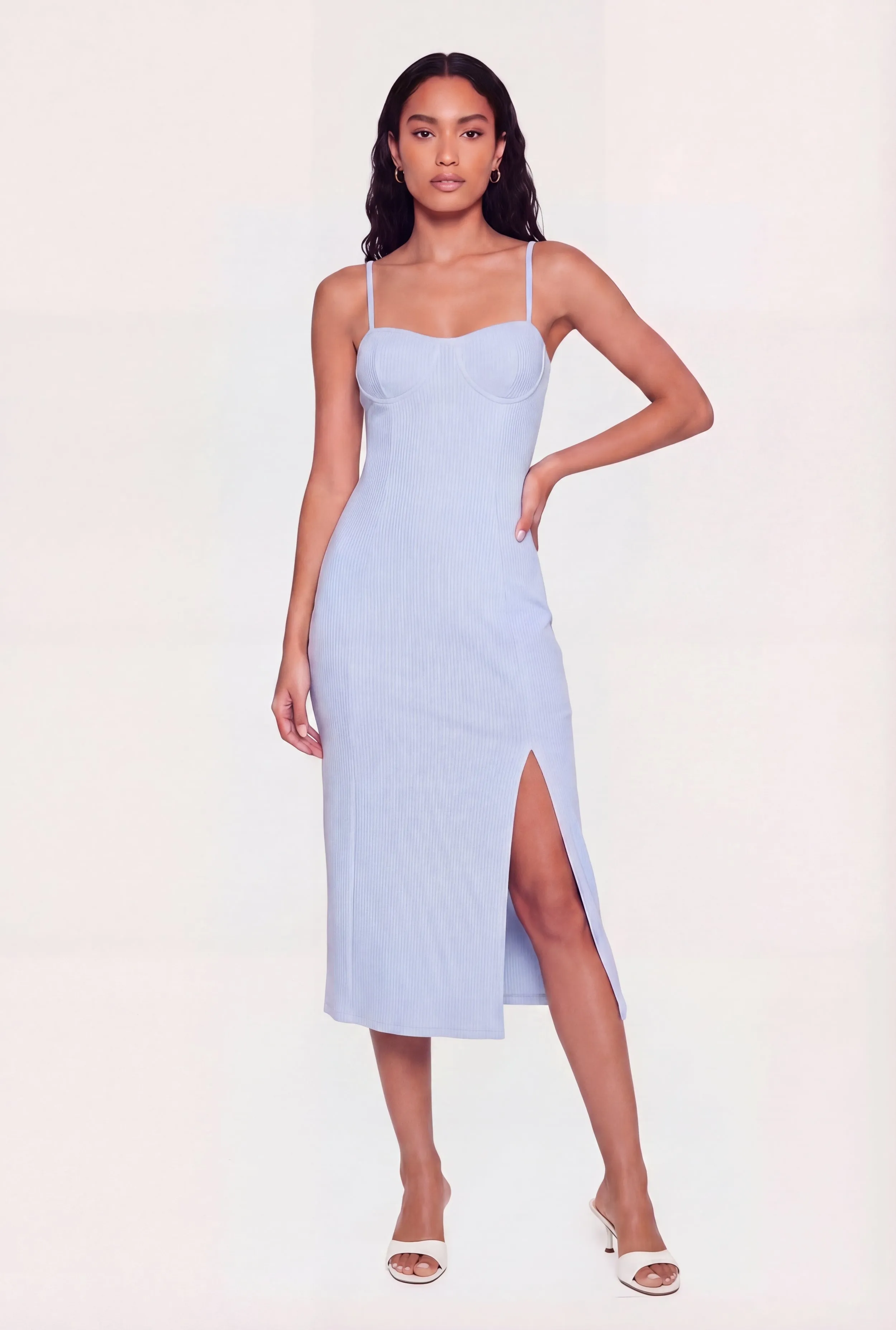 Rib Knit Sweetheart Neck Cami Midi Dress sold by Rainbow