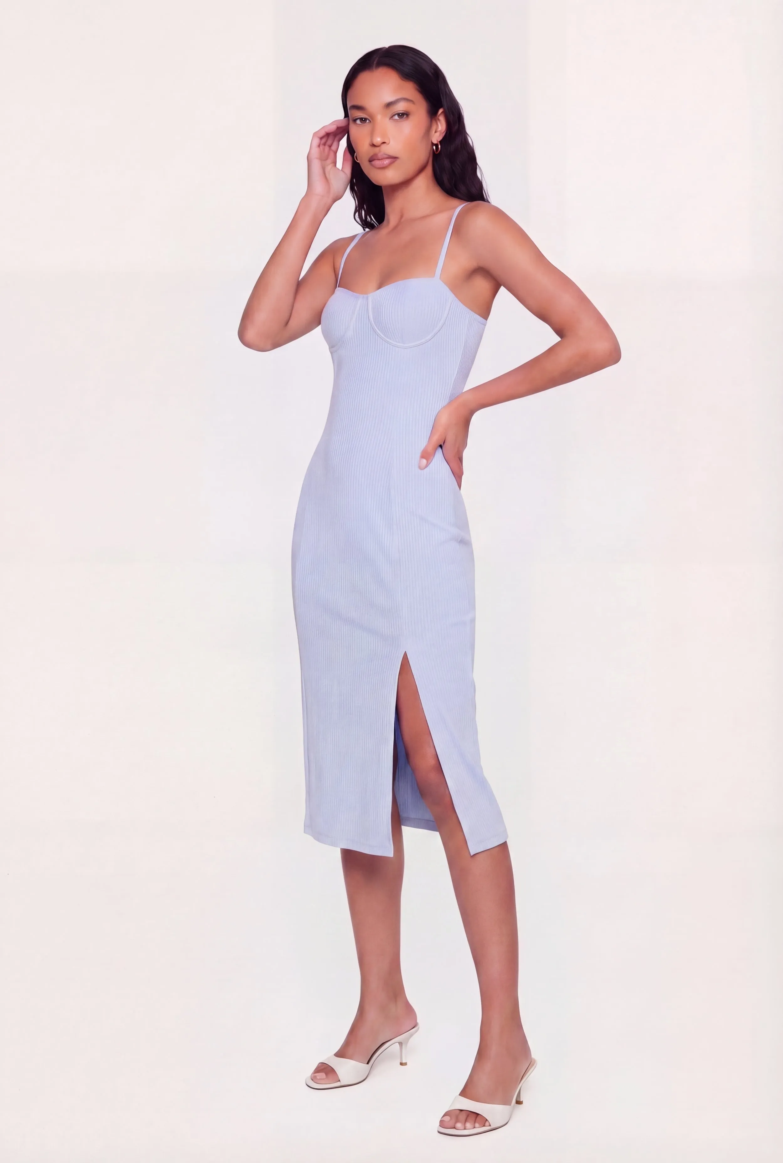 Rib Knit Sweetheart Neck Cami Midi Dress sold by Rainbow product image thumbnail 2