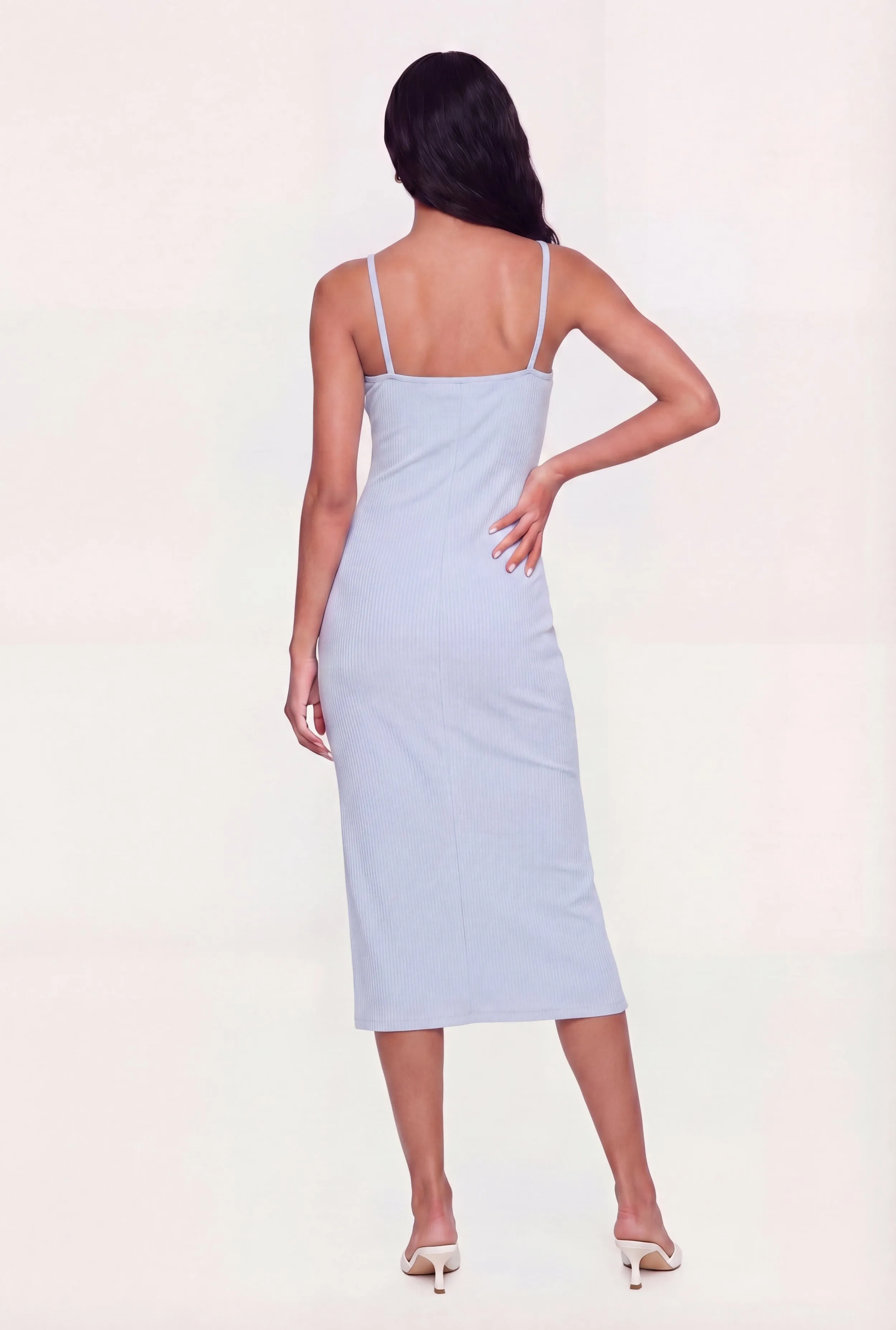 Rib Knit Sweetheart Neck Cami Midi Dress sold by Rainbow product image thumbnail 3