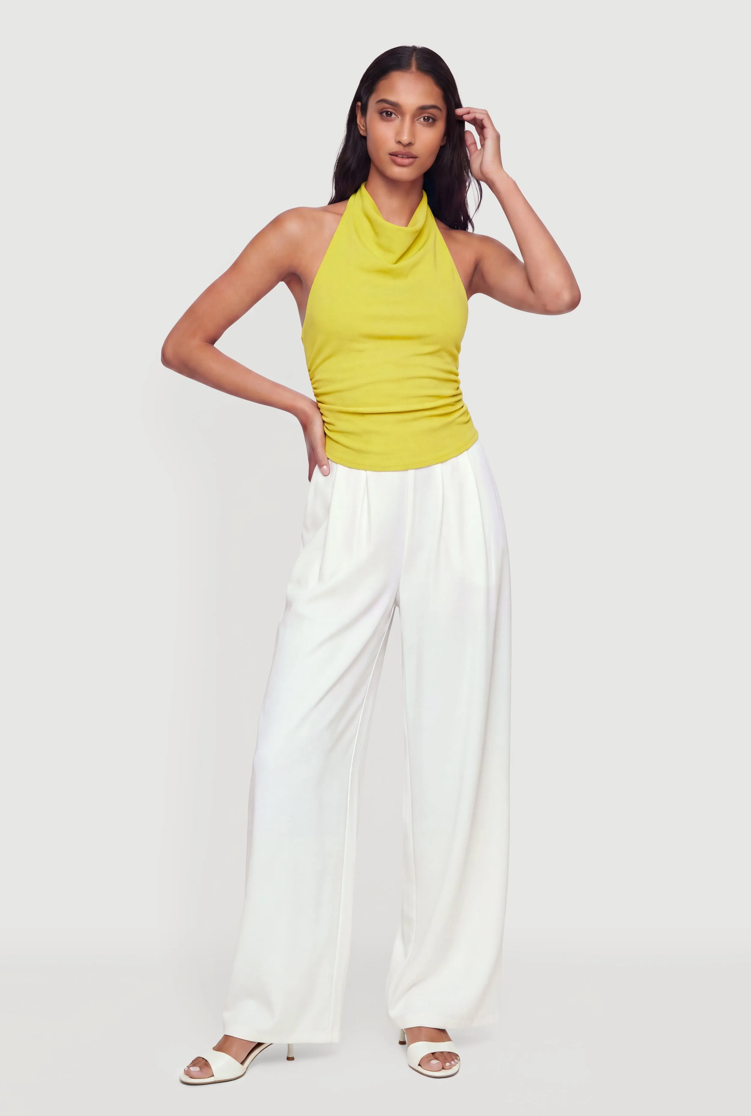 Crepe Knit Pleated Pull On Dress Pants sold by Rainbow