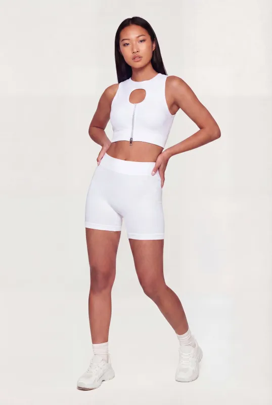 High Waisted Compression Rib Bike Shorts made by Rainbow