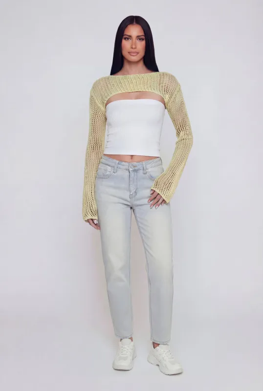 Long Sleeve High Neck Crochet Shrug made by Rainbow