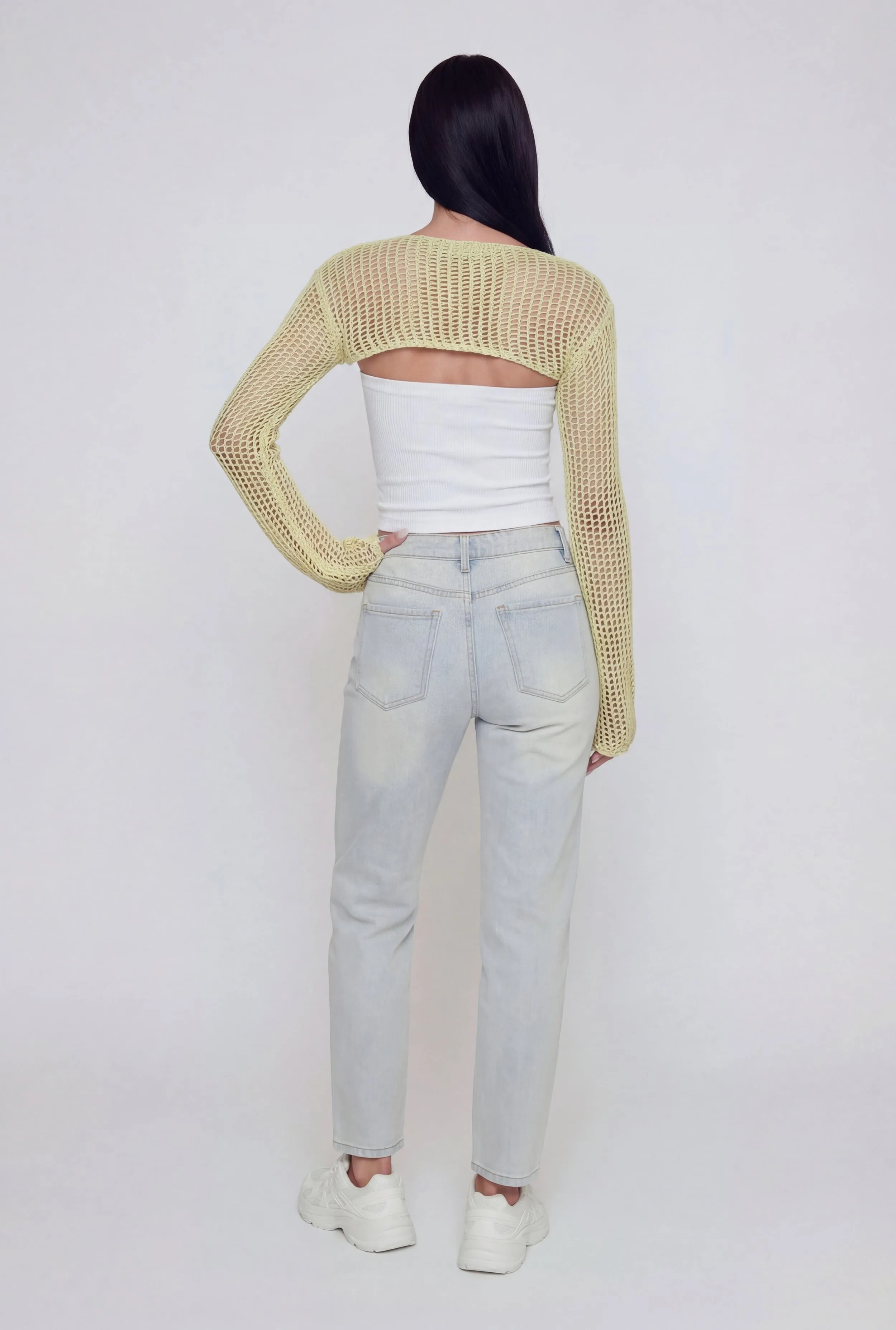 Long Sleeve High Neck Crochet Shrug sold by Rainbow product image thumbnail 5