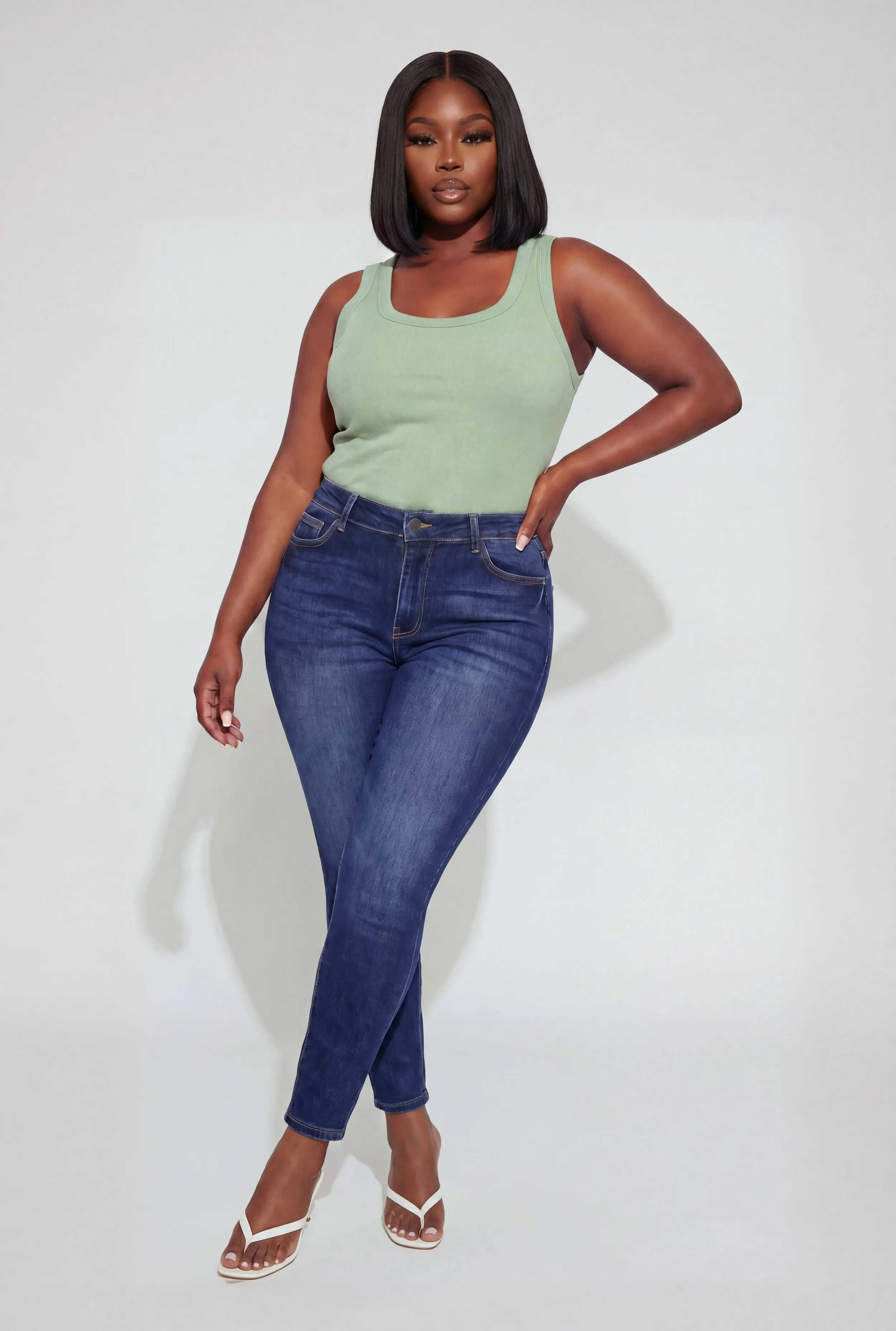 Plus Size Ribbed Knit Scoop Neck Tank Top sold by Rainbow