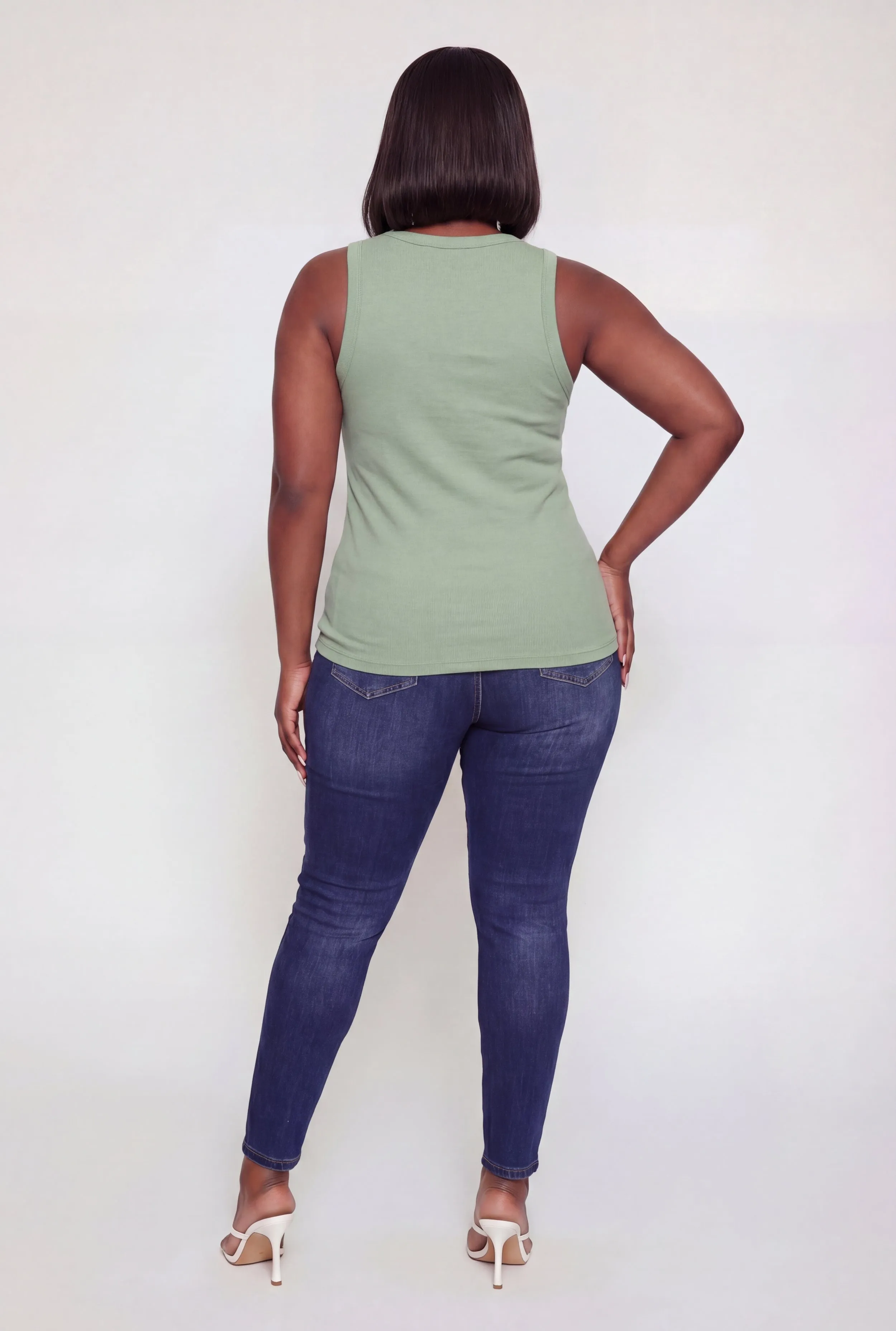 Plus Size Ribbed Knit Scoop Neck Tank Top sold by Rainbow product image thumbnail 5