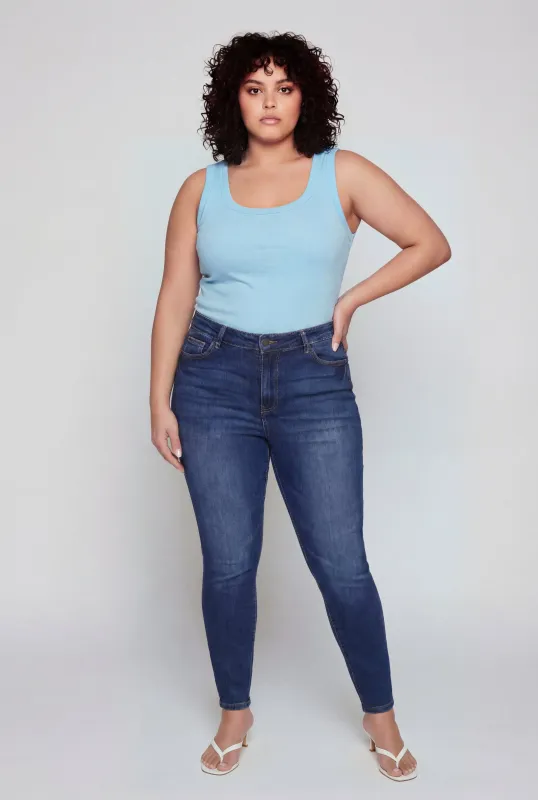 Plus Size Ribbed Knit Scoop Neck Tank Top made by Ambiance