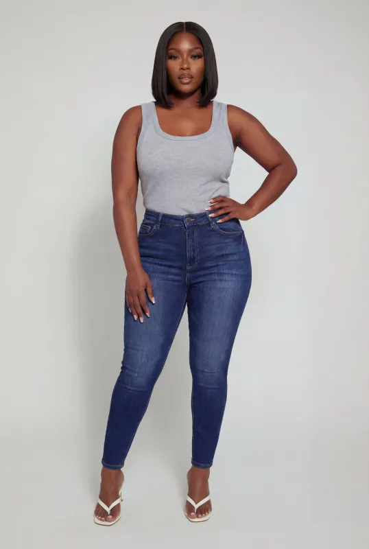 Plus Size Ribbed Knit Scoop Neck Tank Top made by Ambiance