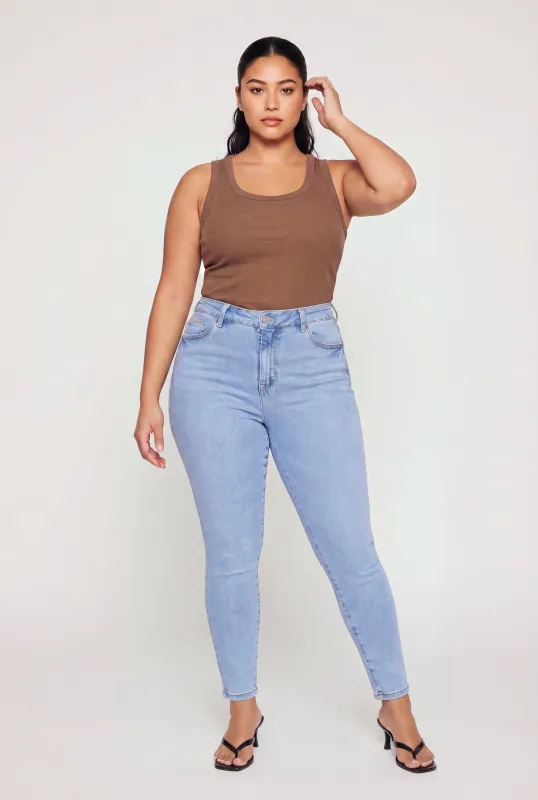 Plus Size Ribbed Knit Scoop Neck Tank Top made by Ambiance