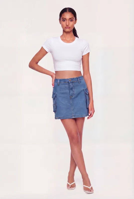 Denim High Waisted Cargo Pocket Skirt made by Daisy