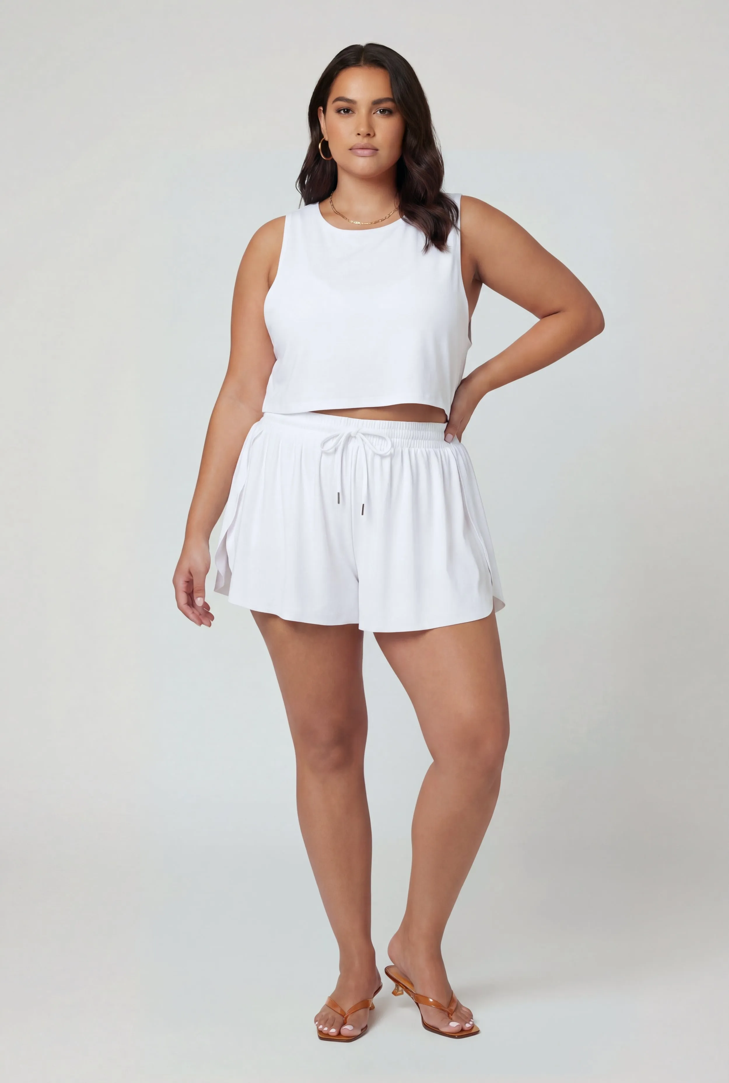 Plus Size Drawstring Waist Lined Dolphin Shorts sold by Rainbow