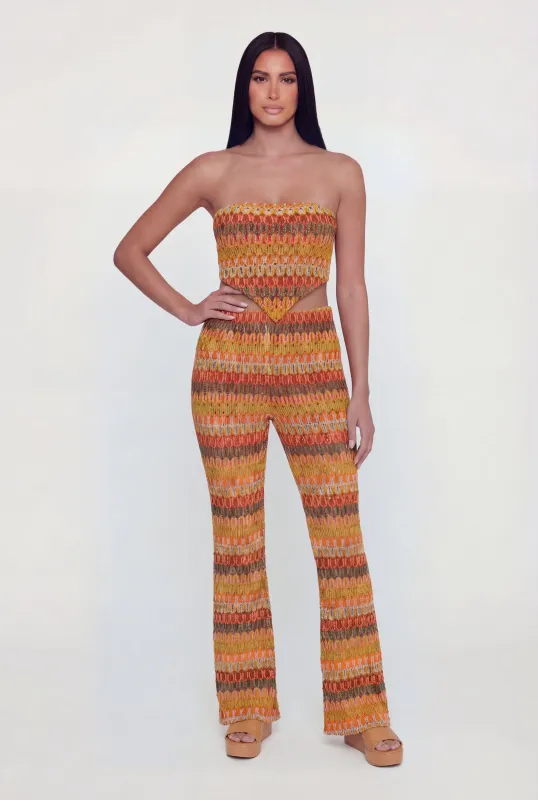 Patterned Lined Flare Pants made by Rainbow
