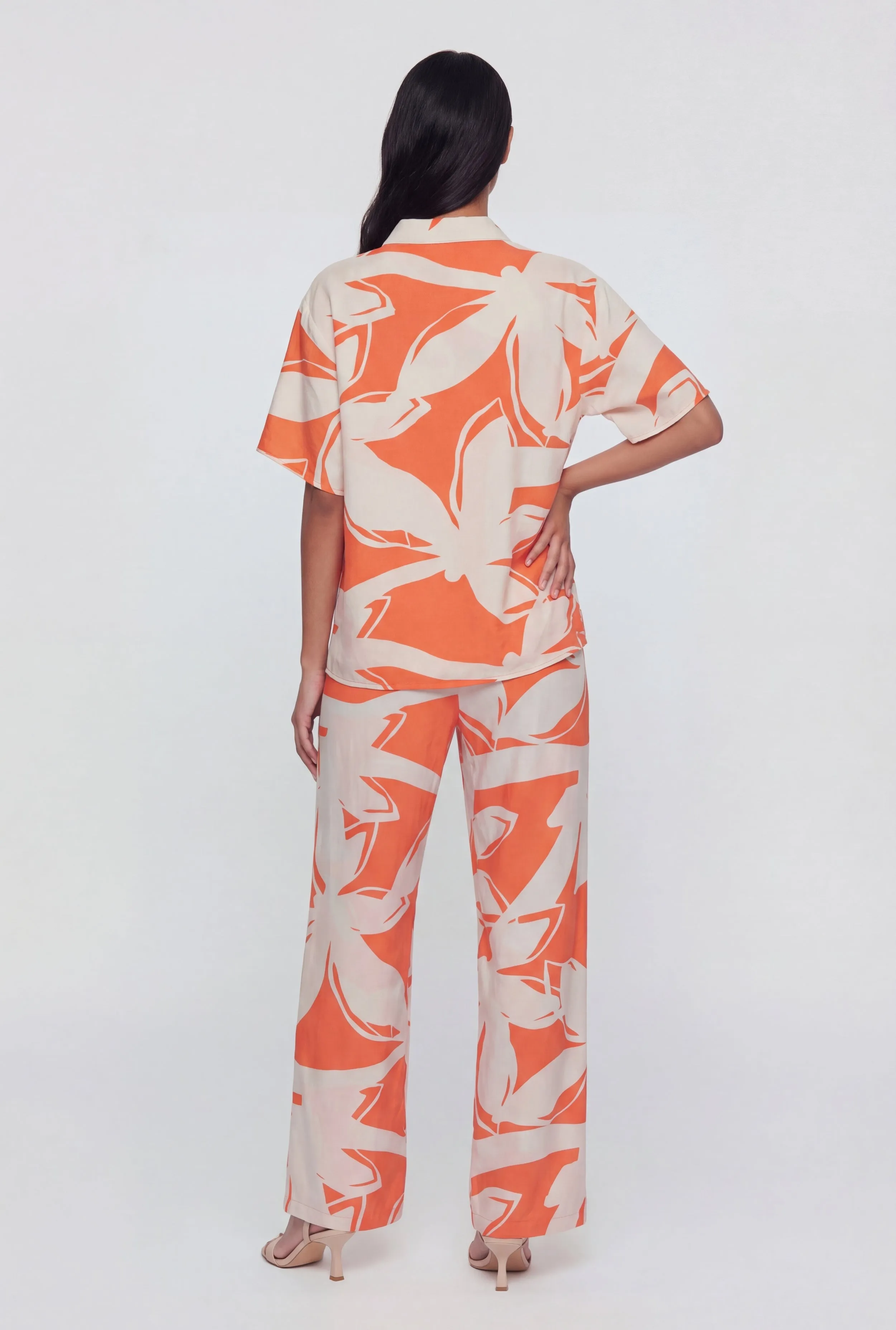 High Waisted Wide Leg Floral Crepe Knit Casual Pants sold by Rainbow product image thumbnail 5