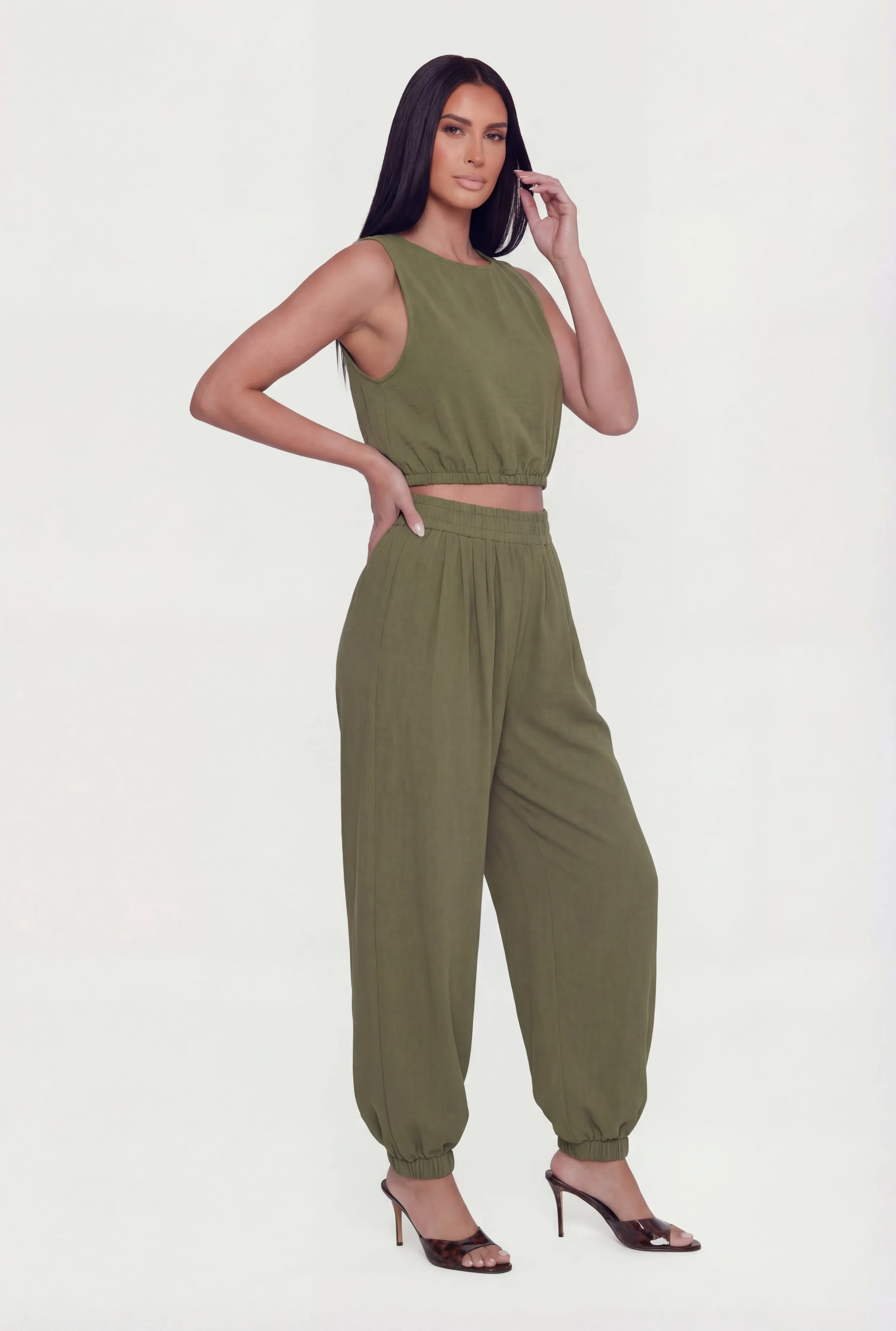 Crepe Knit High Waisted Pleated Harem Pants sold by Rainbow product image thumbnail 2