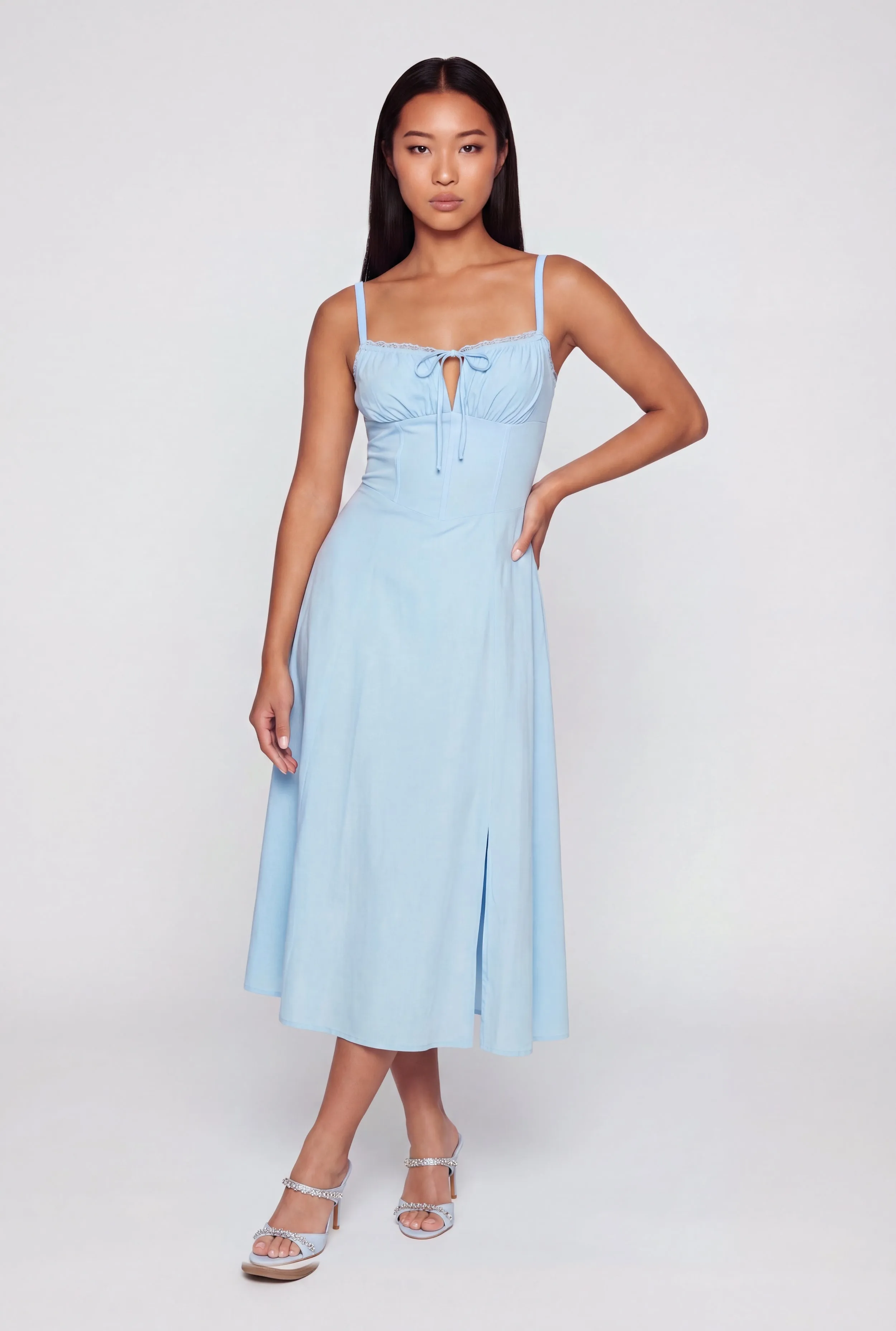 Drawstring Keyhole Lace Up Back Bustier Dress sold by Rainbow