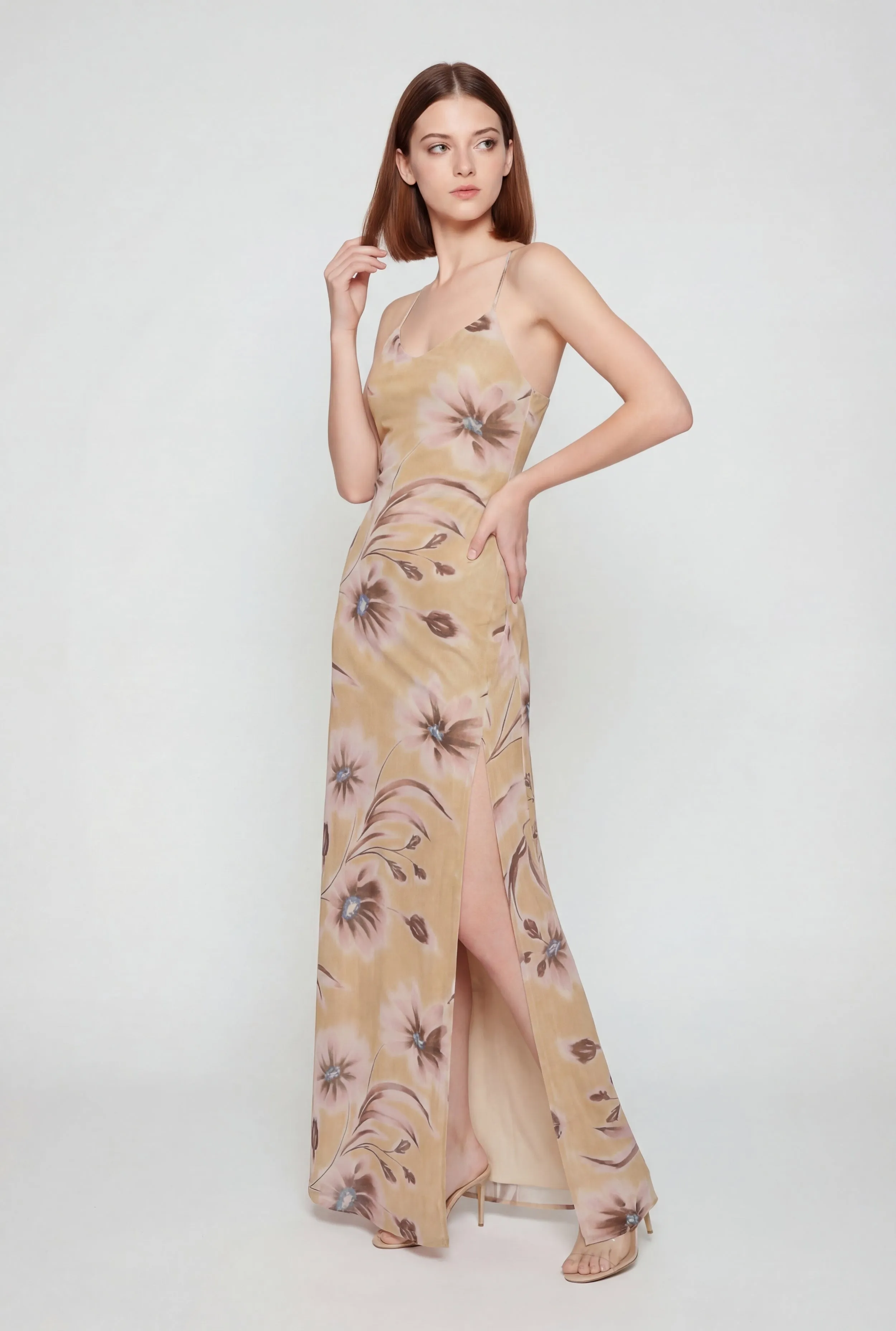 Patterned Side Slit Open Back Maxi Dress sold by Rainbow product image thumbnail 2