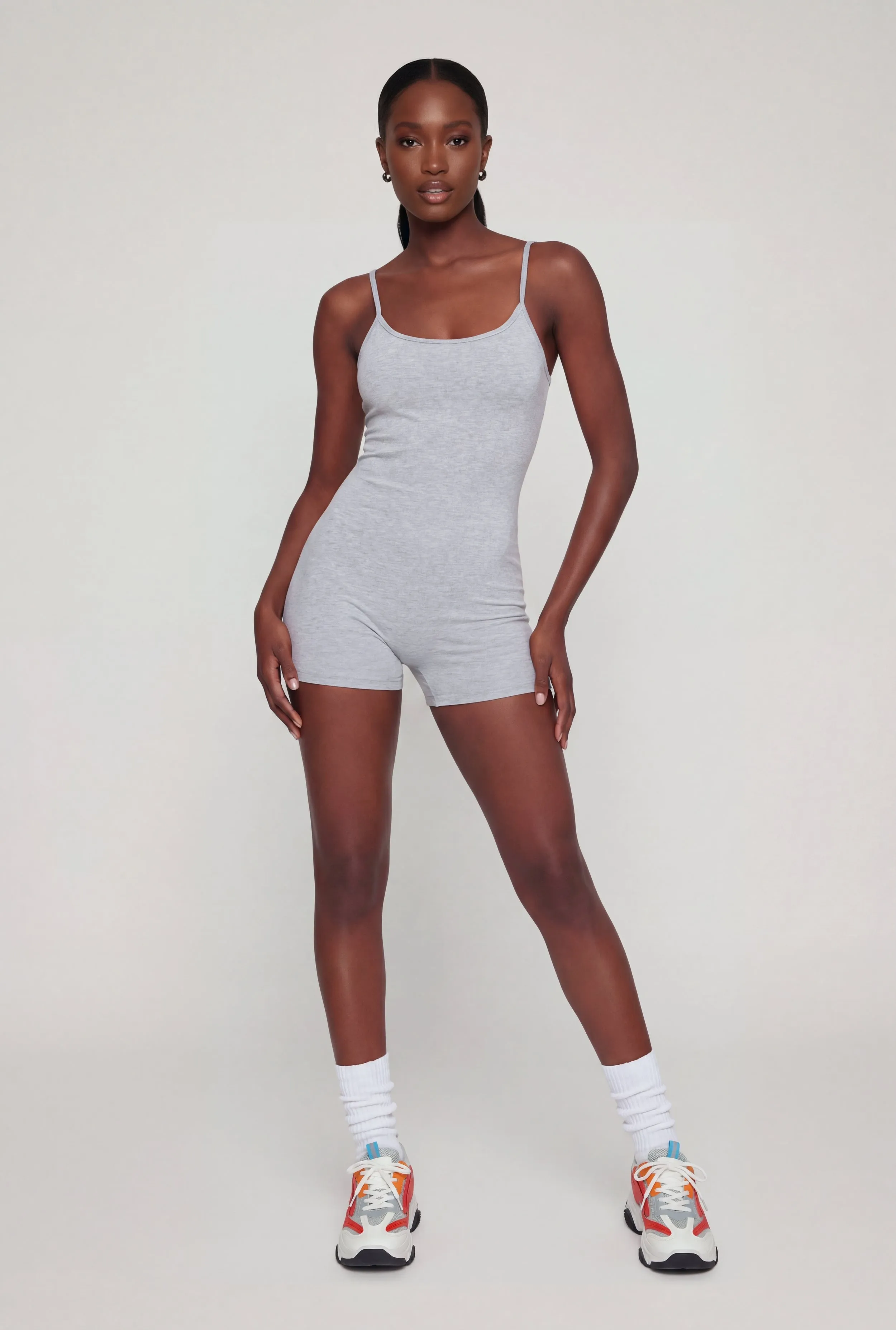 Scoop Neck Cami Biker Romper sold by Rainbow