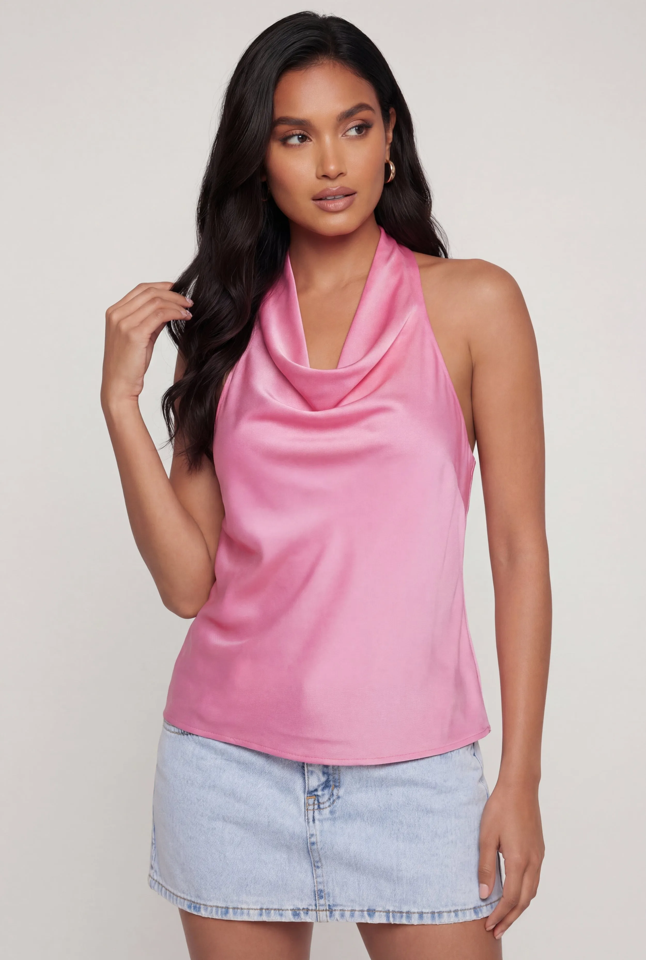 Satin Cowl Neck Halter Blouse sold by Rainbow product image thumbnail 2