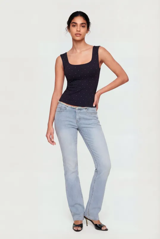 Scoop Neck Rhinestone Tank Top made by Rainbow