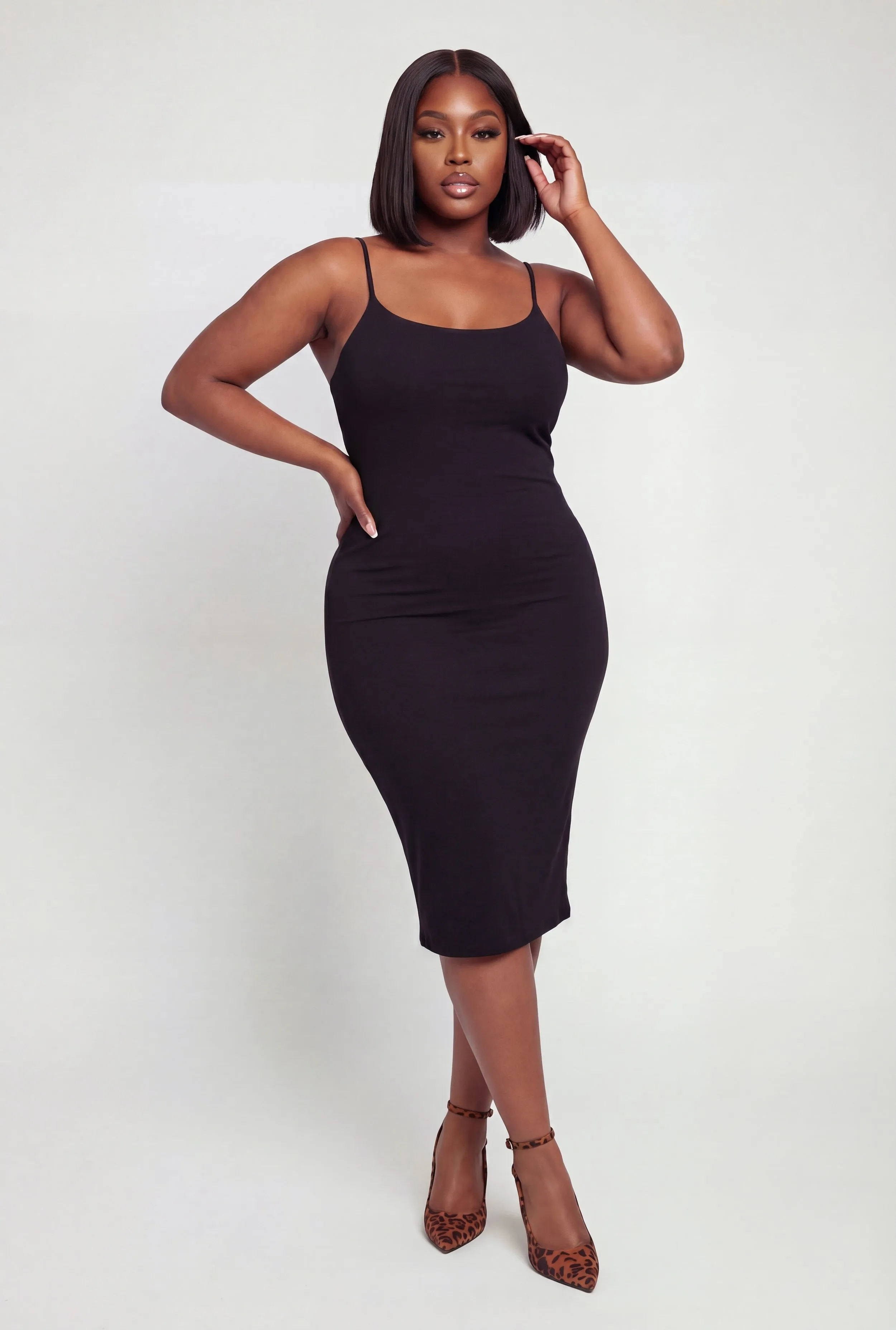 Plus Size Soft Knit Cami Midi Dress sold by Rainbow