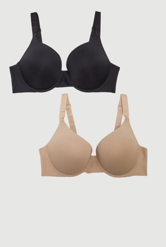 Plus Size Padded Plunge Bras 2 Pack made by Rainbow