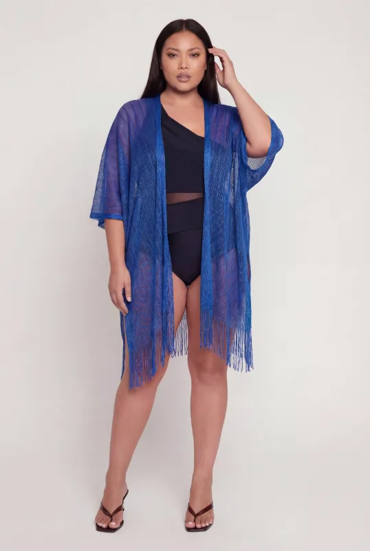 Lurex Fringe Hem Swim Cover Up made by Rainbow