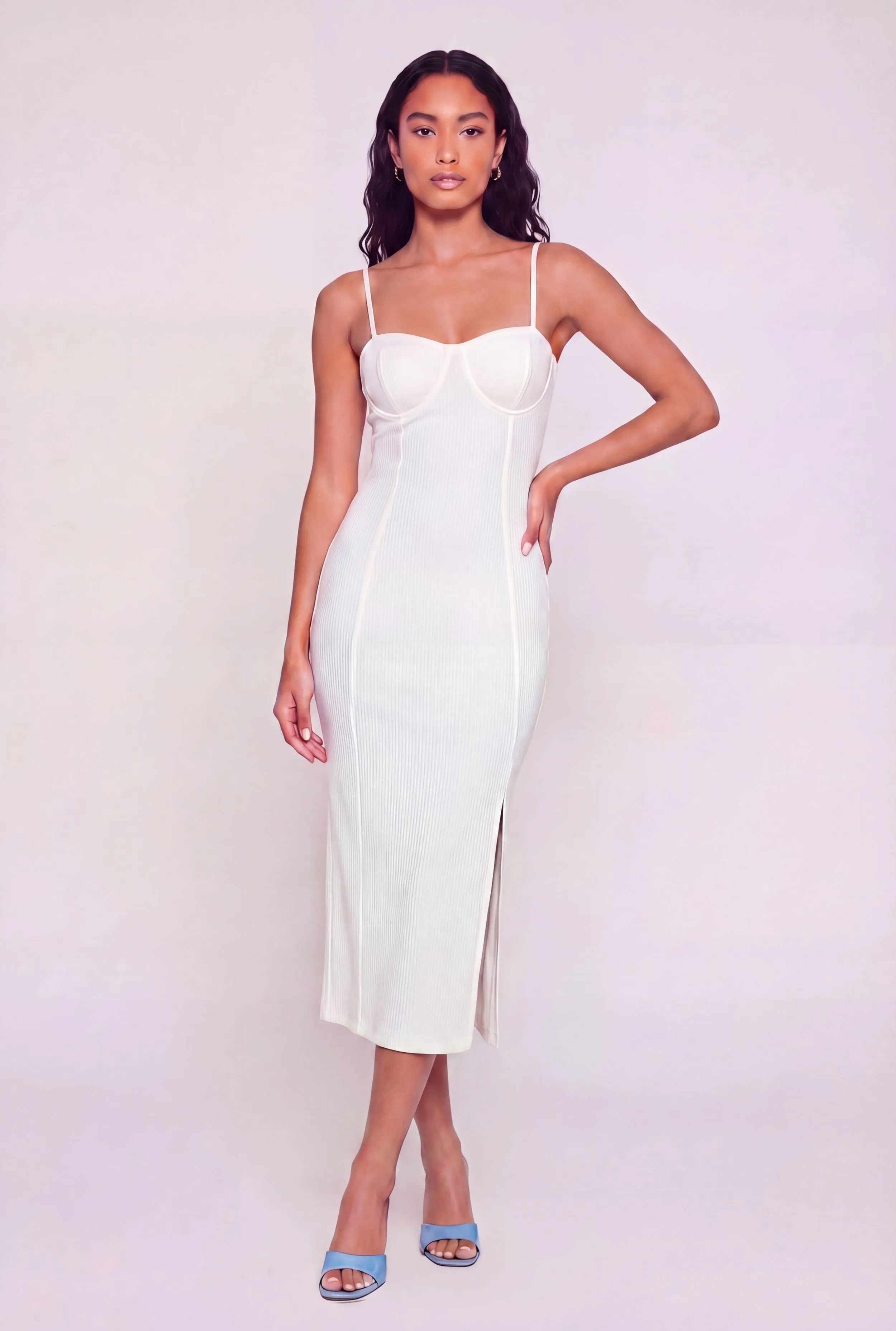 Rib Knit Sweetheart Neck Cami Midi Dress sold by Rainbow product image thumbnail 2