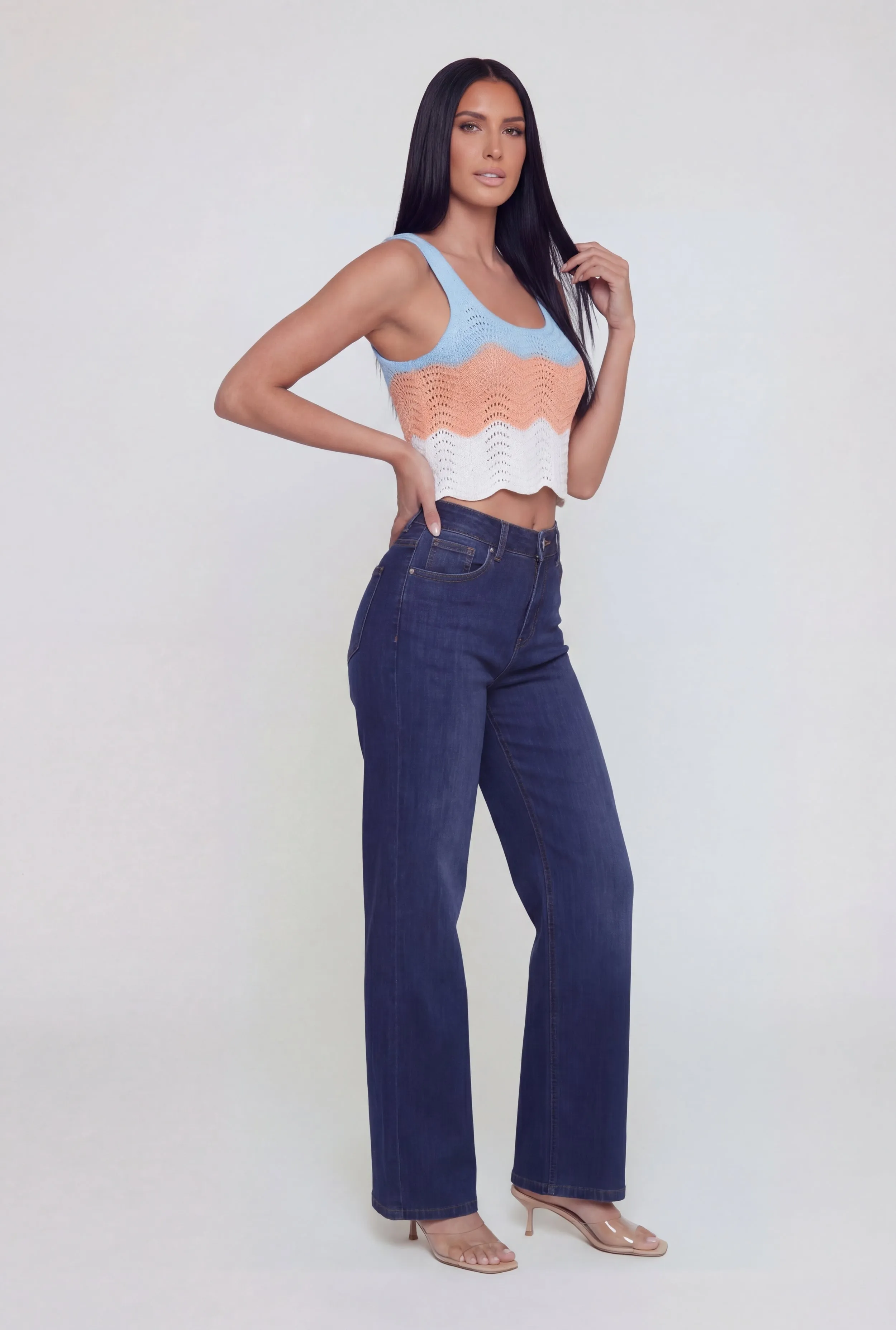Color Blocked Crochet Crop Top sold by Rainbow product image thumbnail 3
